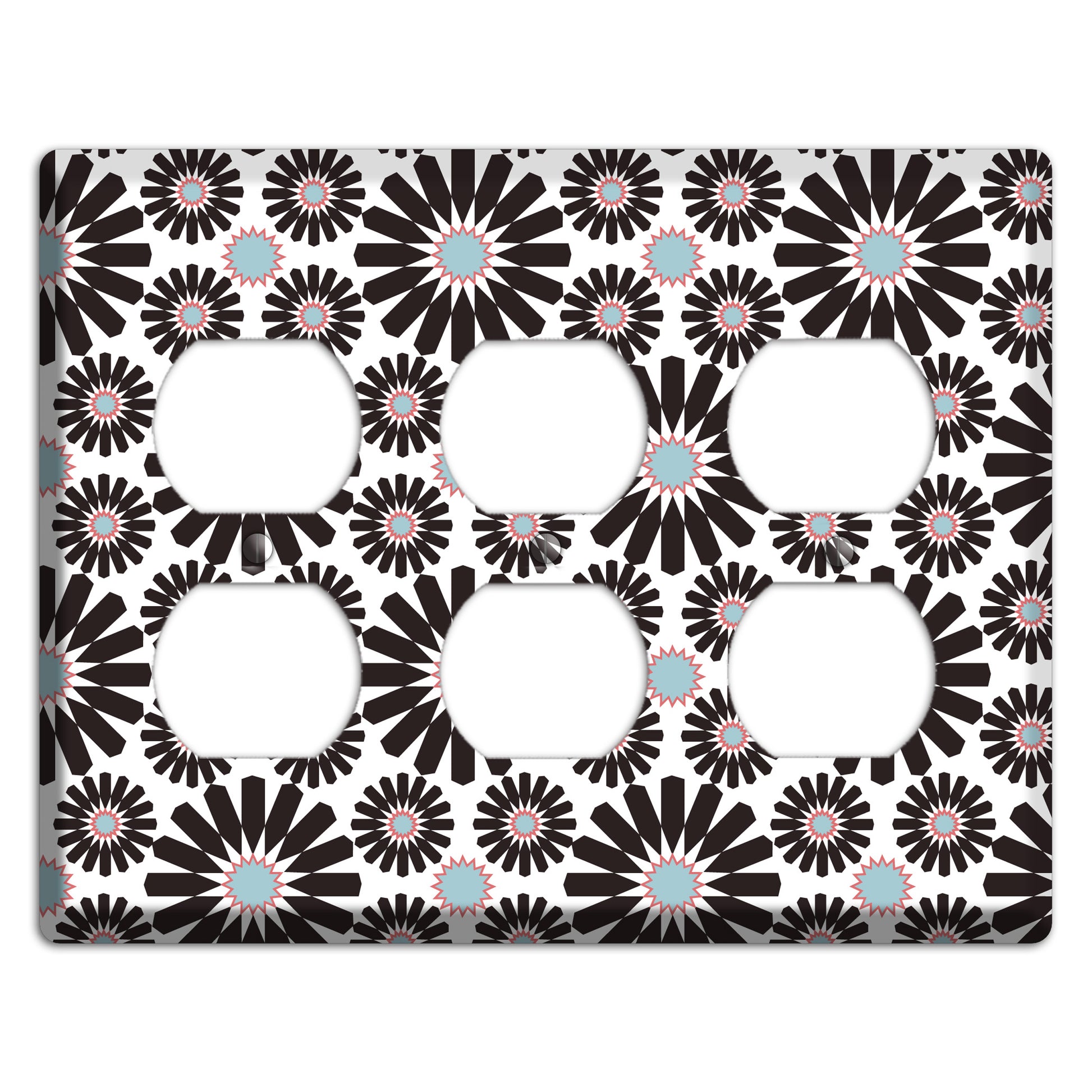 Dusty Blue Maroon Scandinavian Floral 2 3 Duplex Wallplate