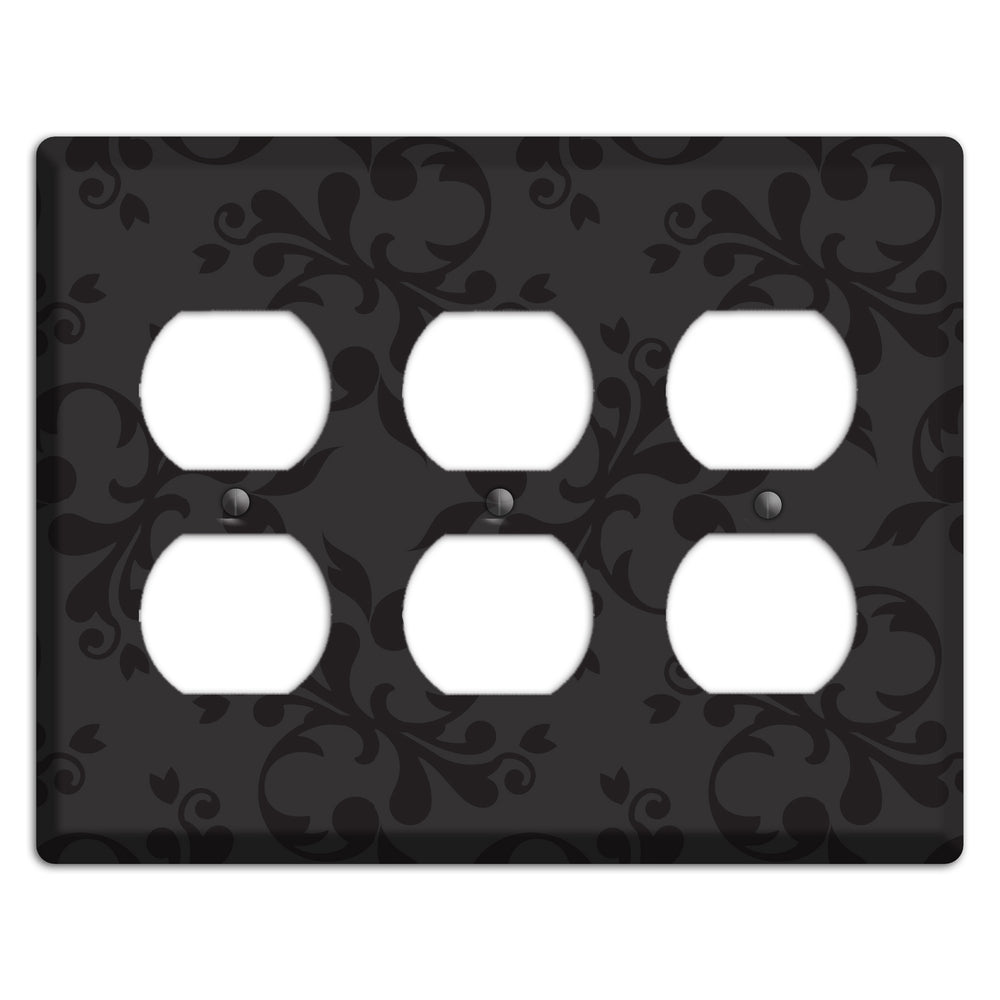 Black Victorian Toile 3 Duplex Wallplate