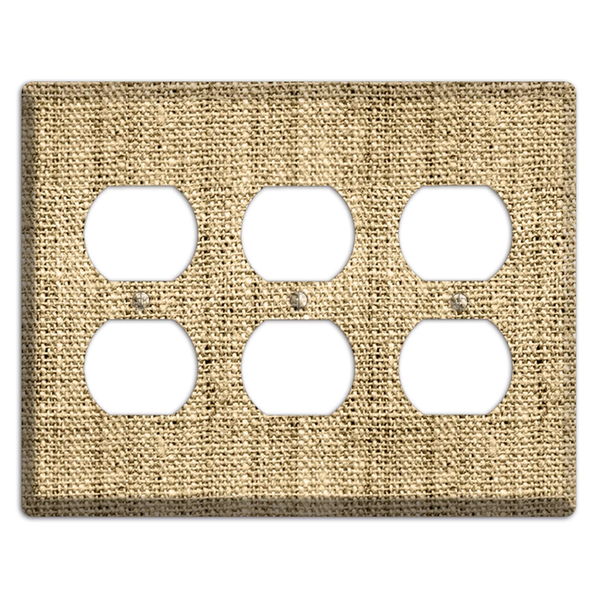Indian Khaki Burlap 3 Duplex Wallplate