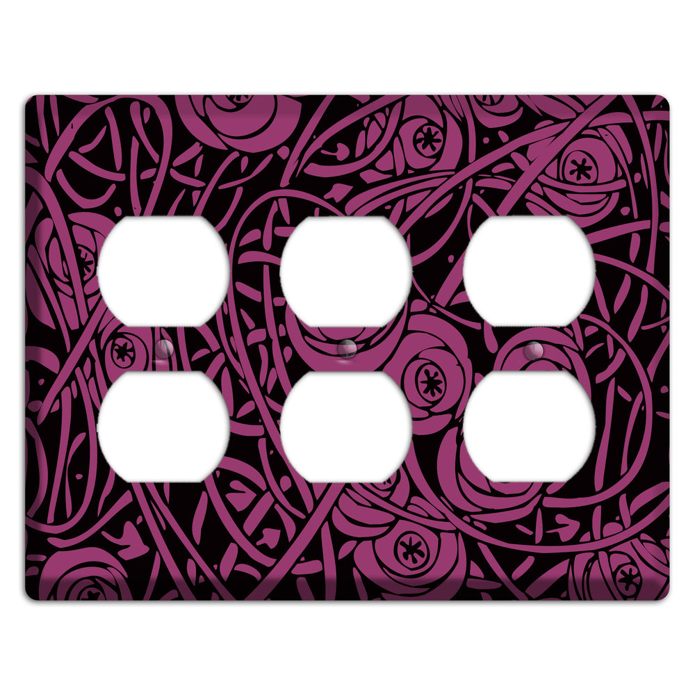 Fuschia Deco Floral 3 Duplex Wallplate