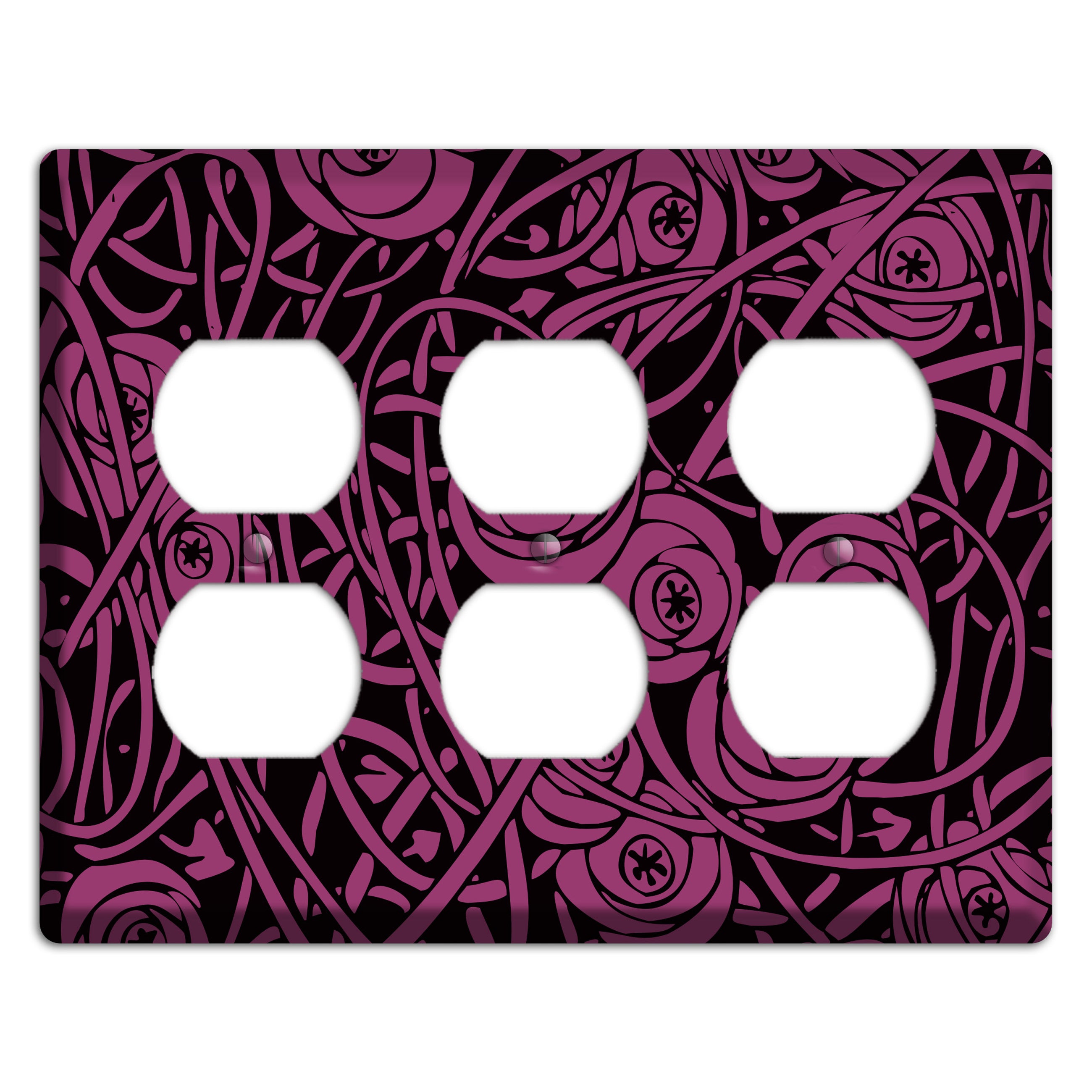 Fuschia Deco Floral 3 Duplex Wallplate
