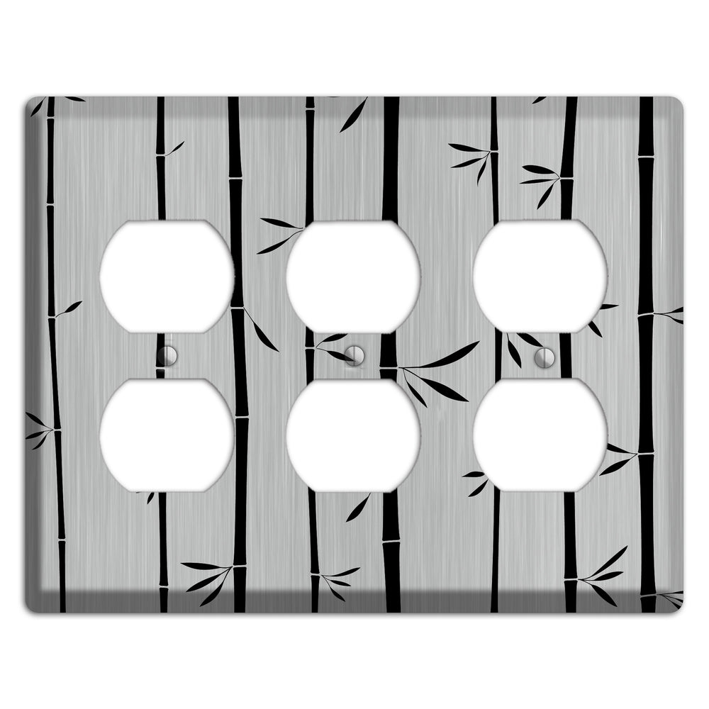 Bamboo Stainless Steel 3 Duplex Wallplate