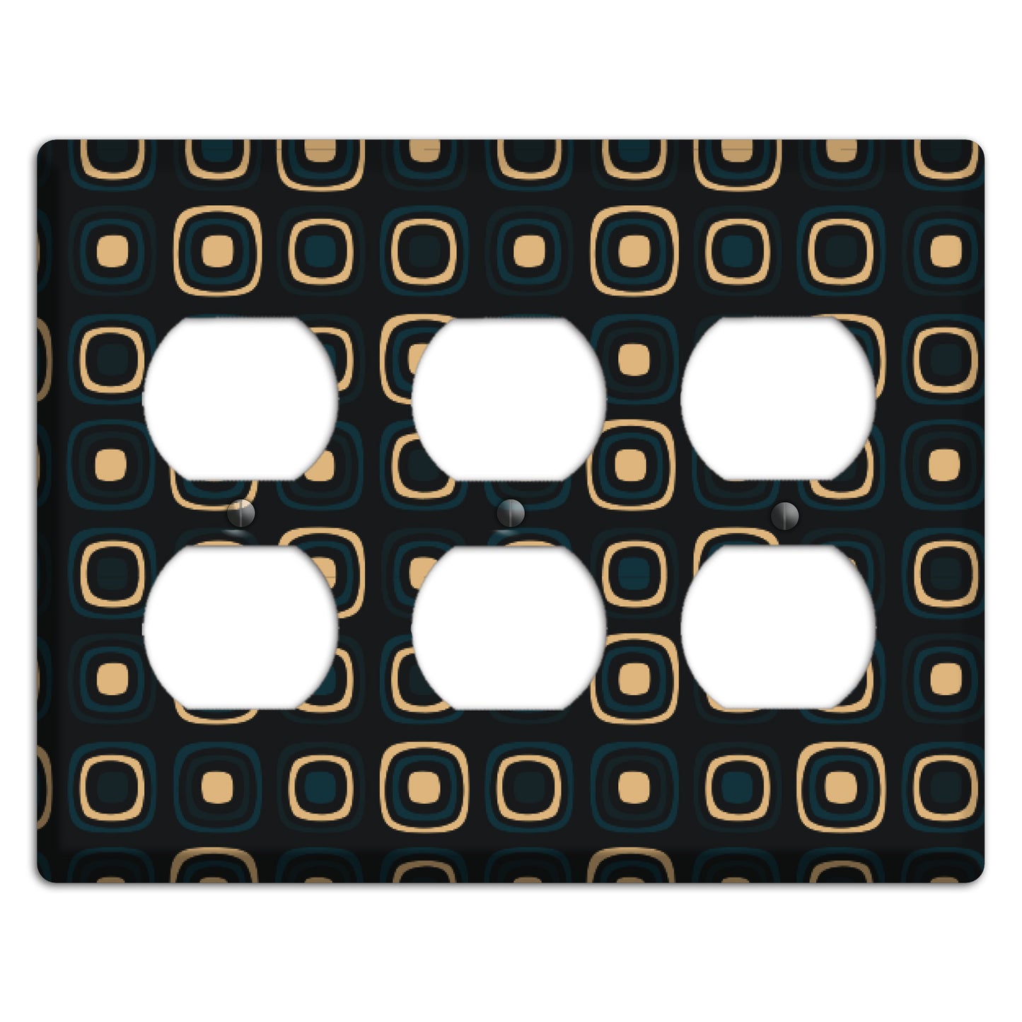 Black and Yellow Rounded Squares 3 Duplex Wallplate