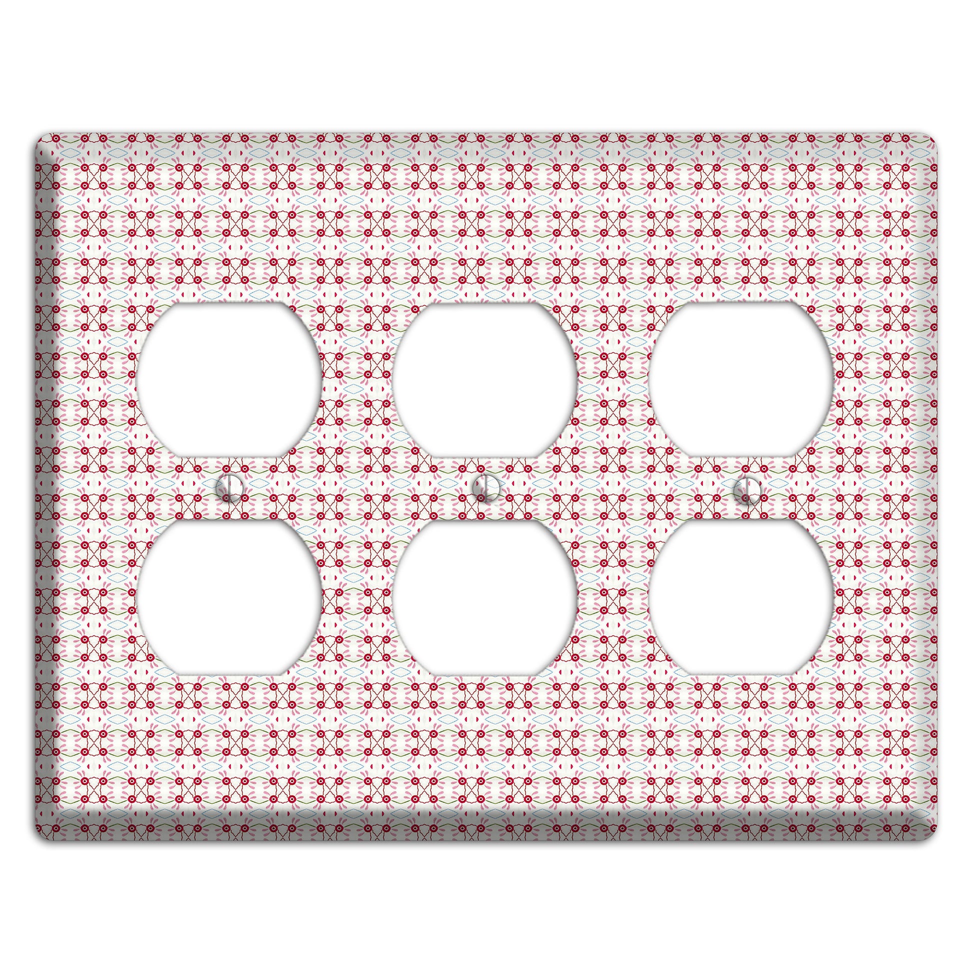 White with Red Ball and Stick Tapestry 3 Duplex Wallplate