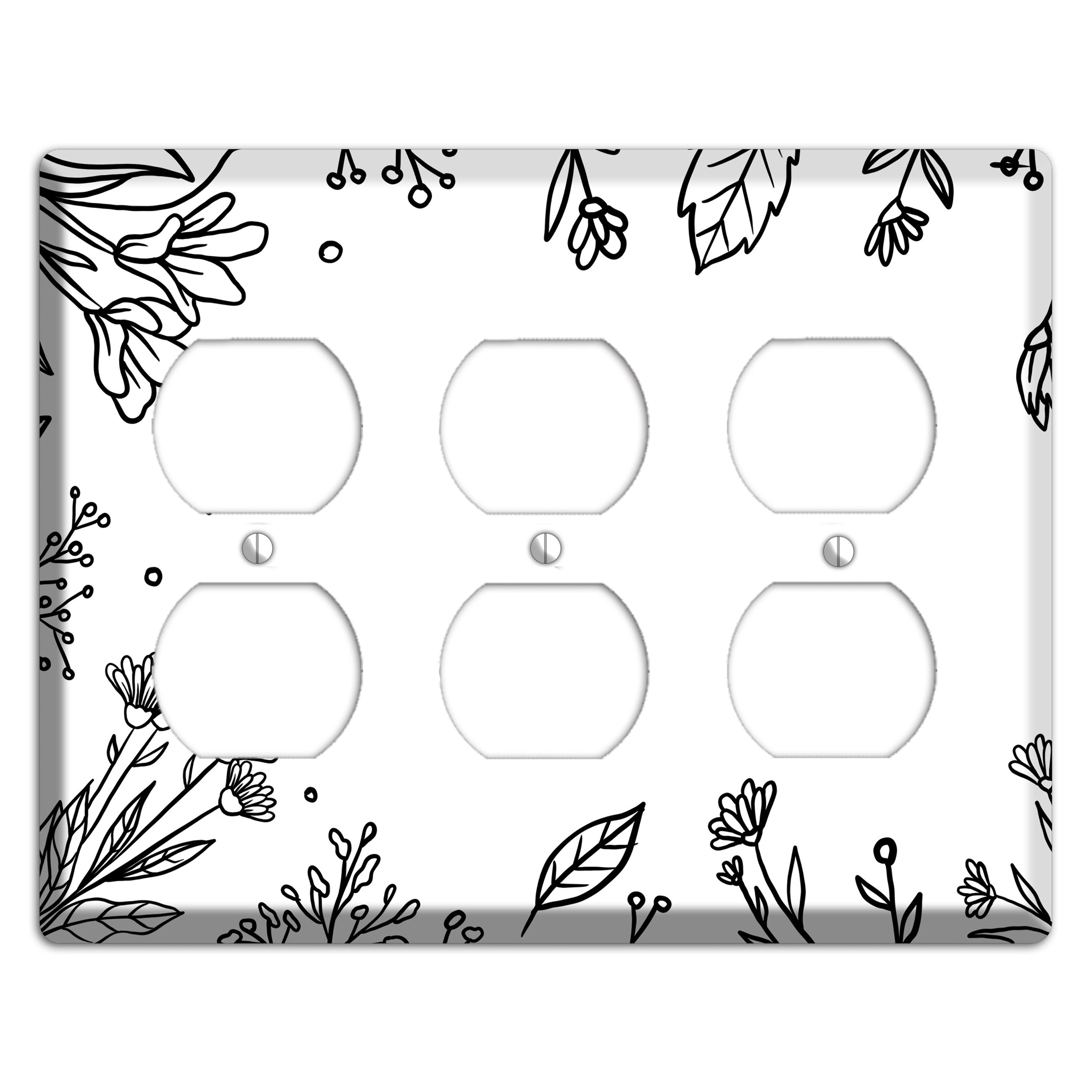 Hand-Drawn Floral 30 3 Duplex Wallplate