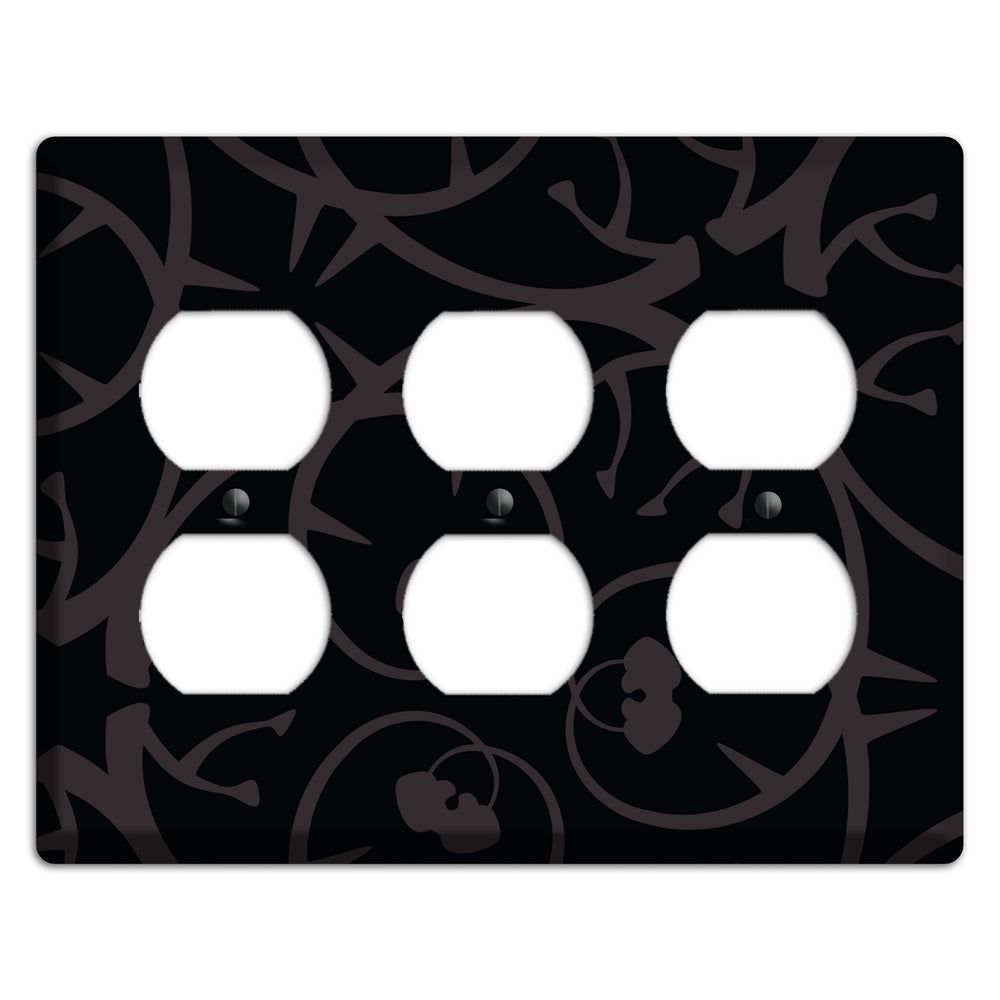 Black with Grey Abstract Swirl 3 Duplex Wallplate