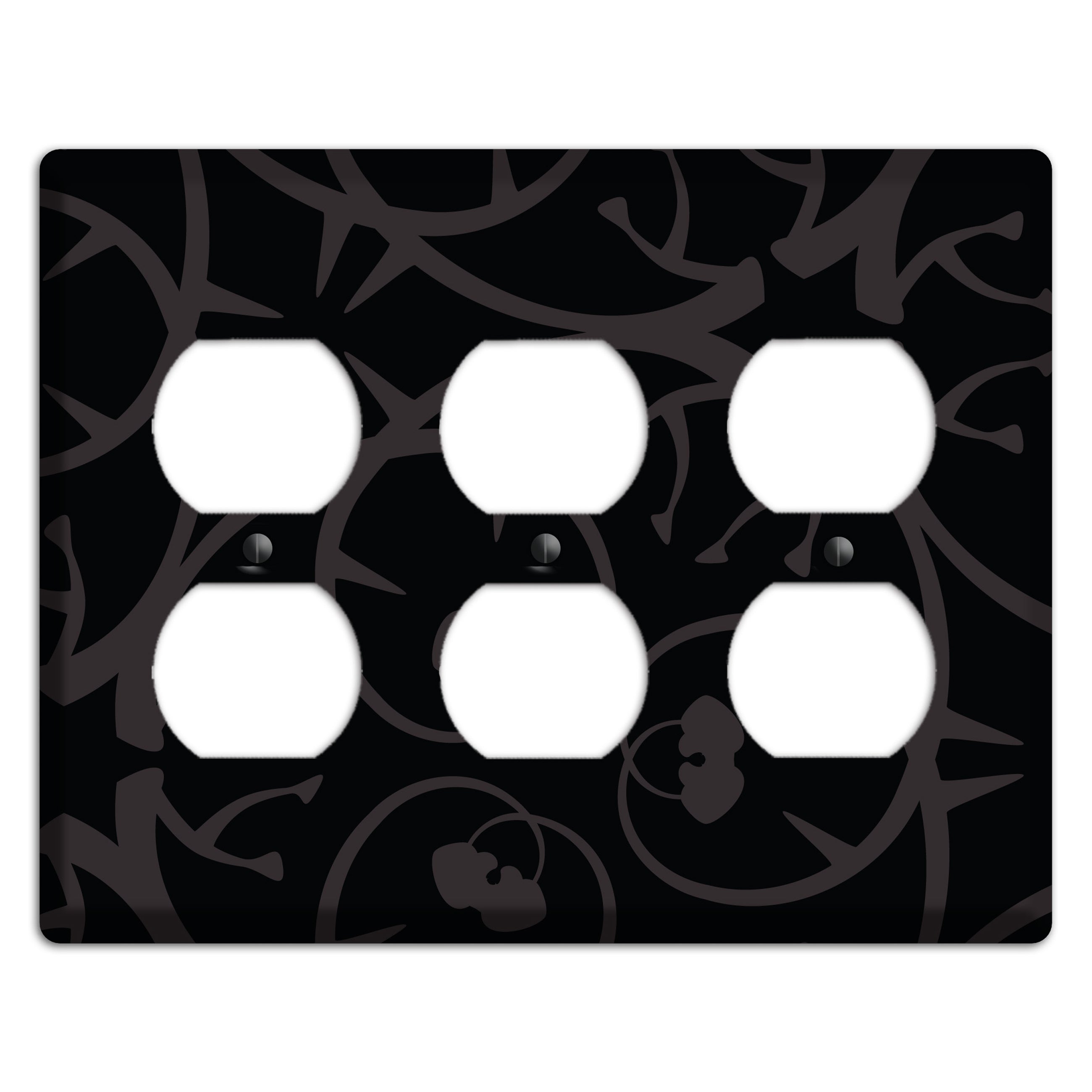 Black with Grey Abstract Swirl 3 Duplex Wallplate
