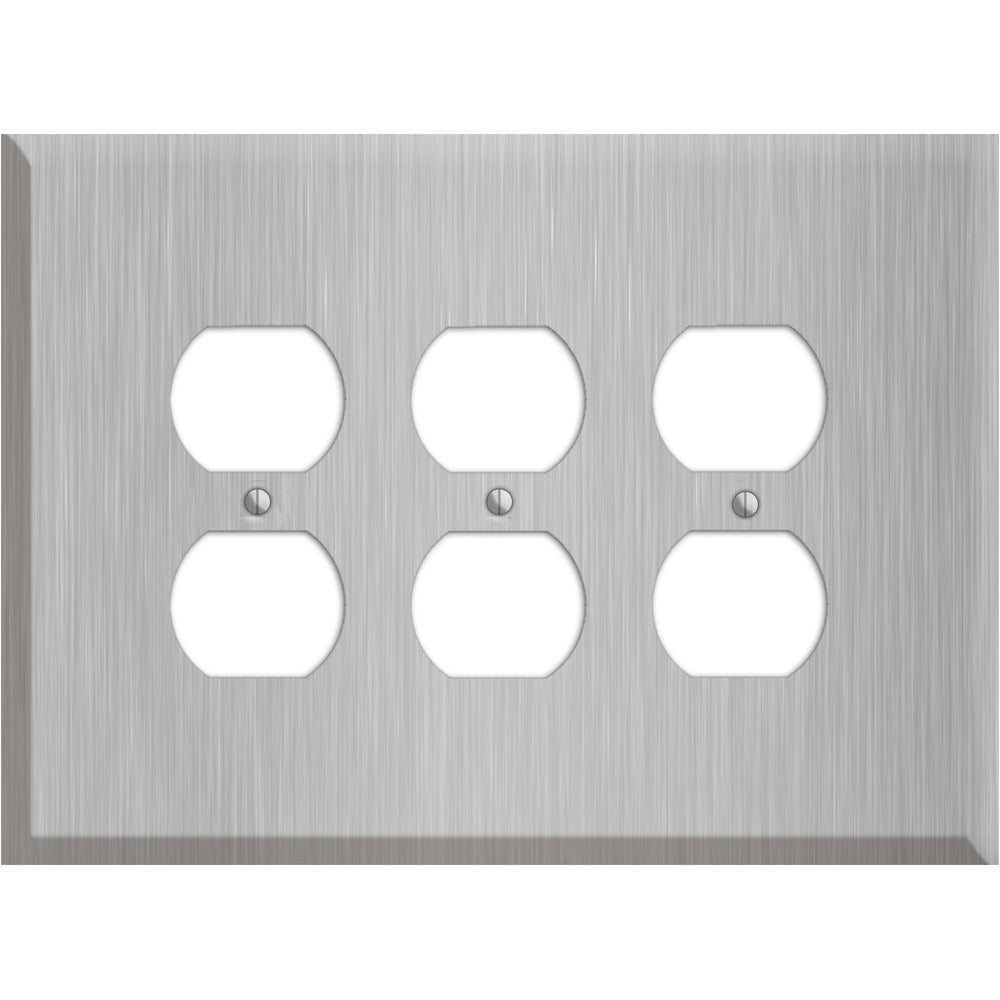 Oversized Discontinued Stainless Steel 3 Duplex Wallplate