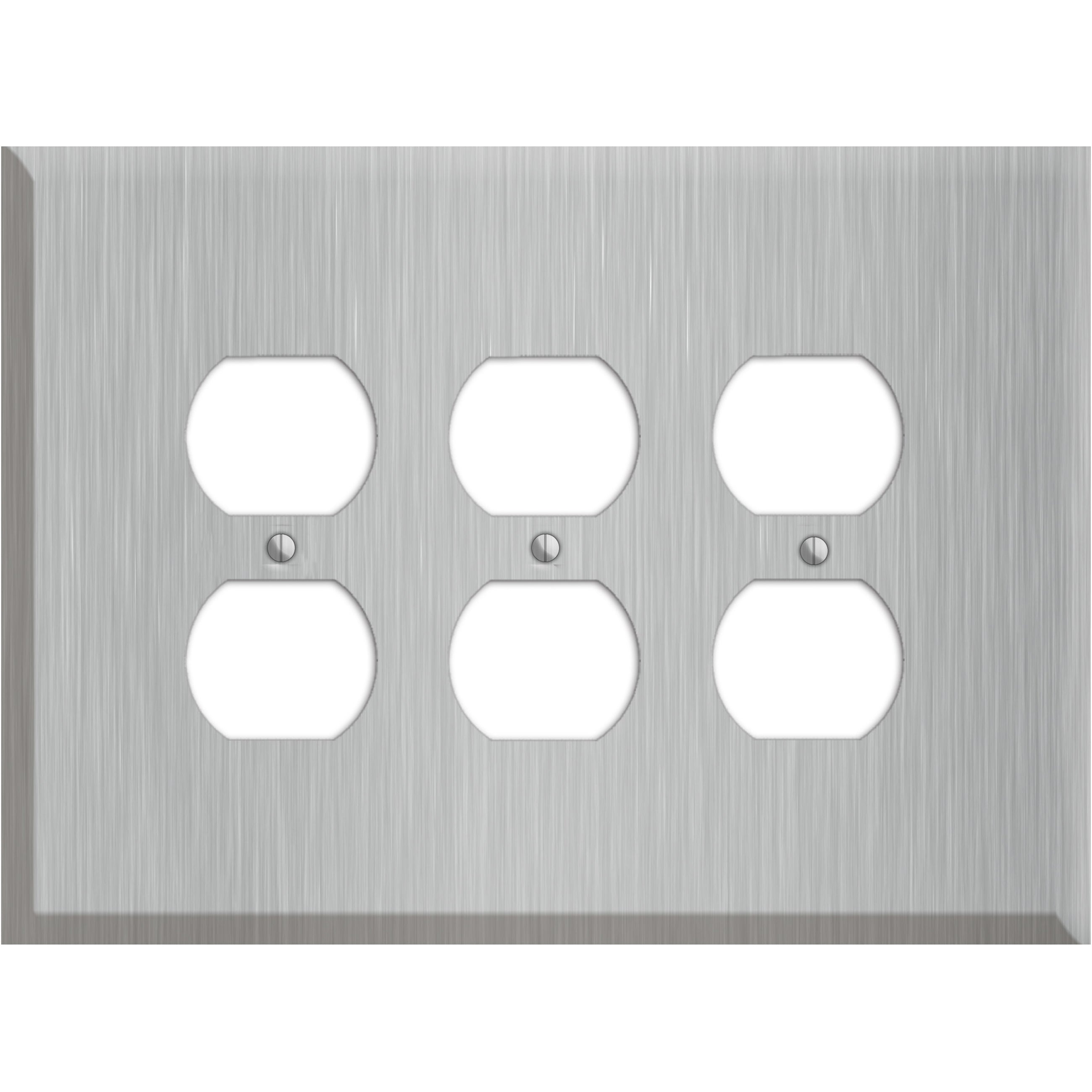 Oversized Discontinued Stainless Steel 3 Duplex Wallplate