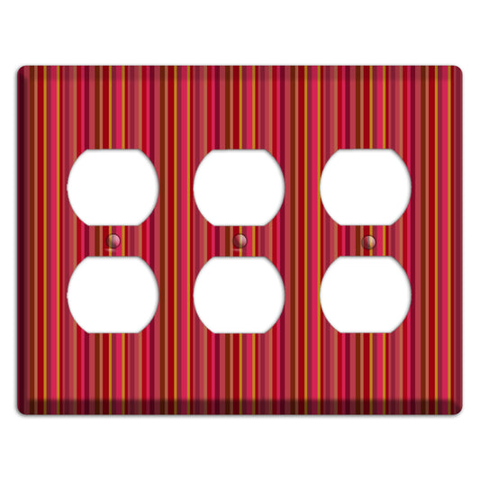Multi Red Vertical Stripes 2 3 Duplex Wallplate