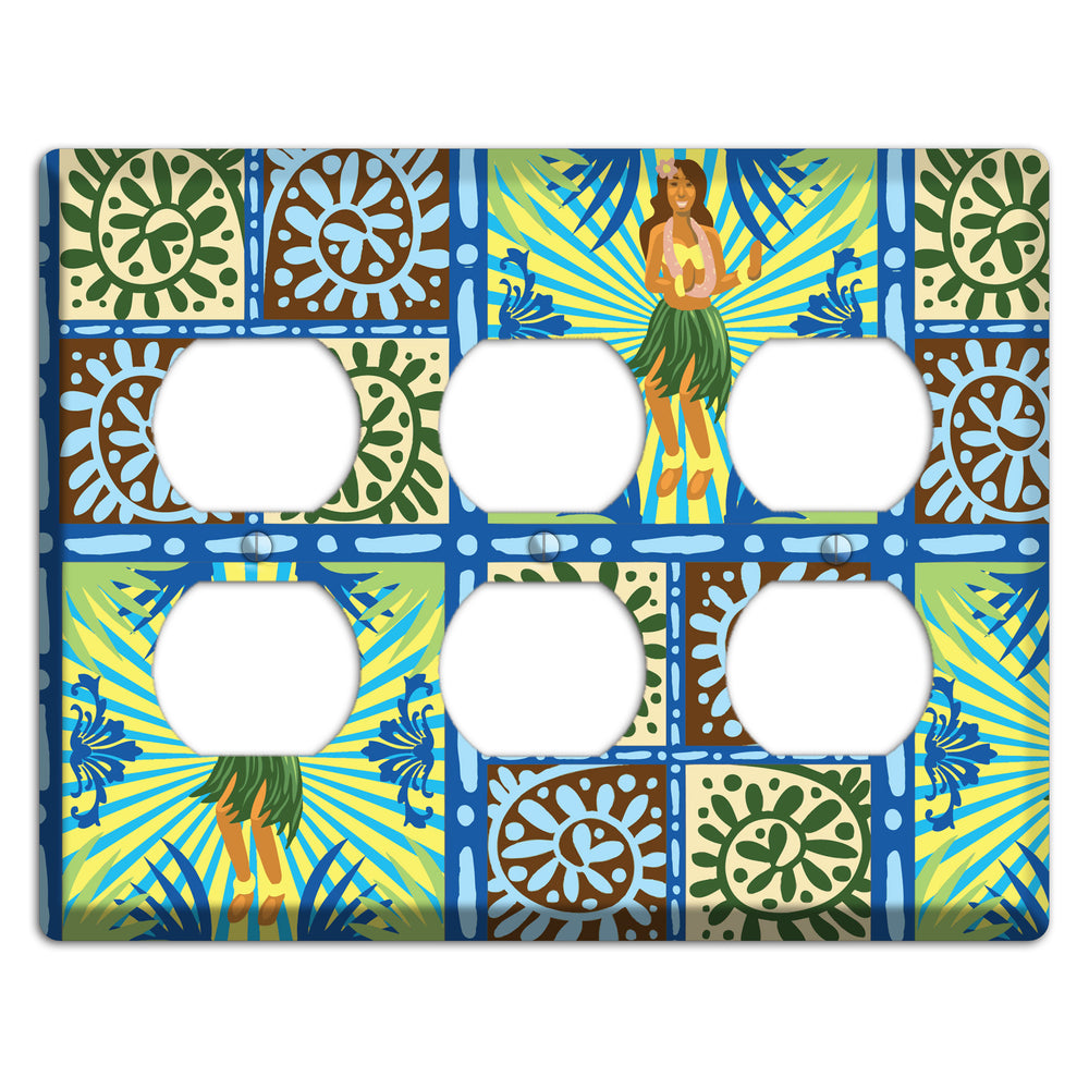 Blue and Green Hula 3 Duplex Wallplate
