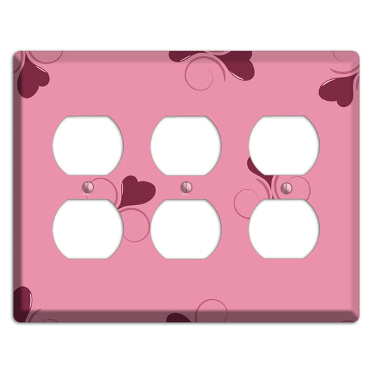 Pink with Hearts 3 Duplex Wallplate