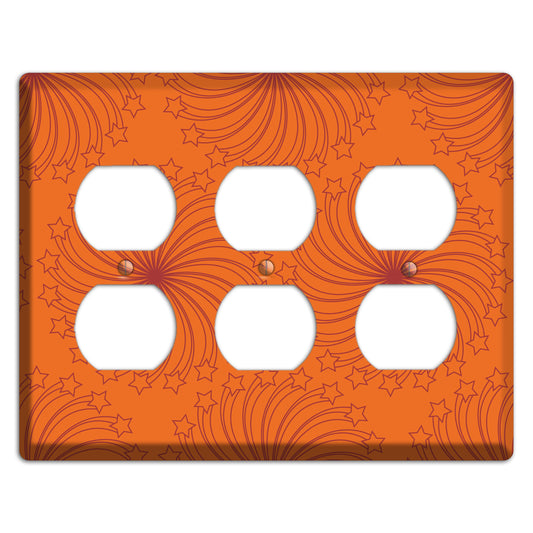 Multi Orange Star Swirl 3 Duplex Wallplate