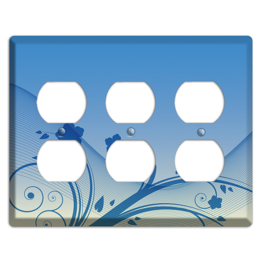 Blue Swirls 3 Duplex Wallplate
