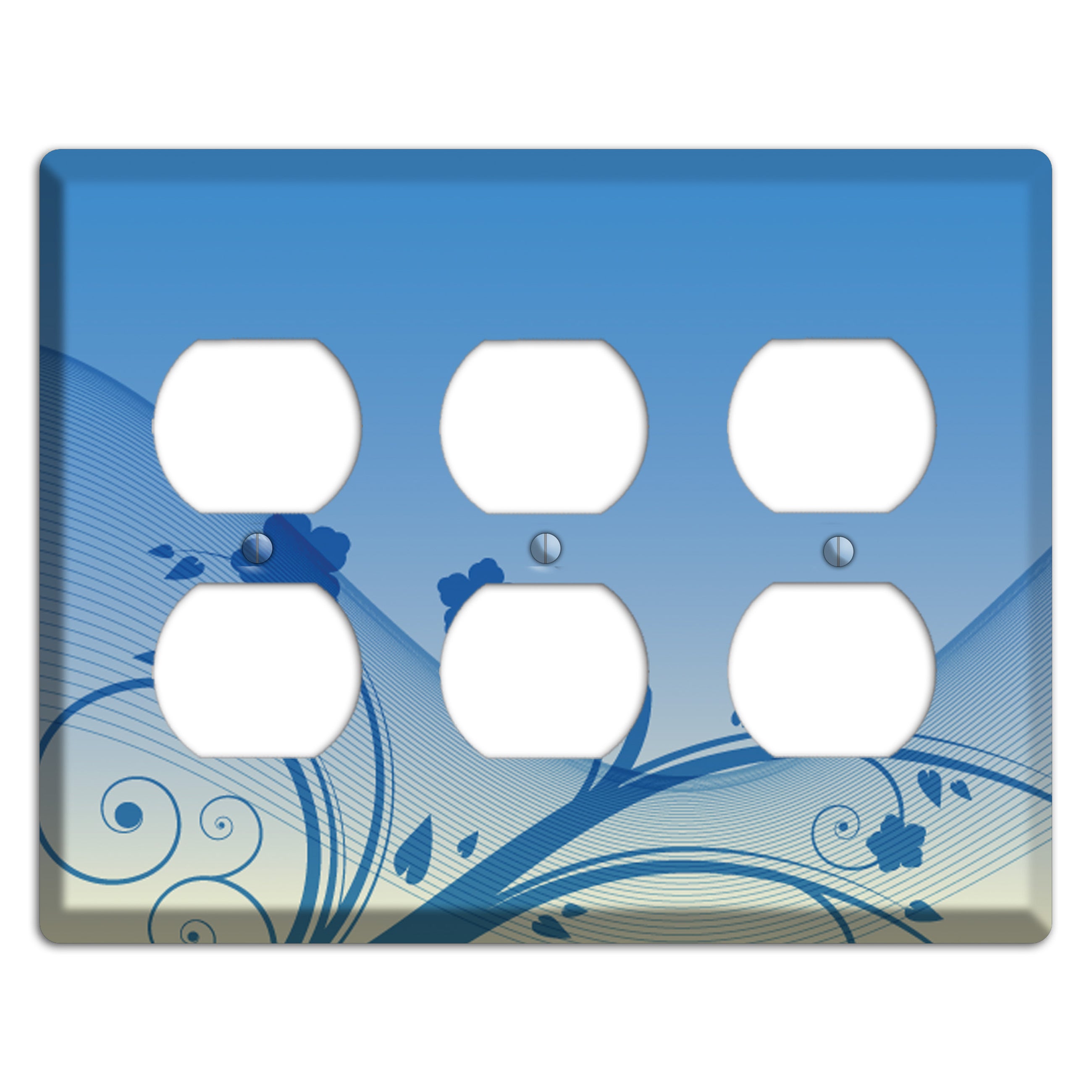 Blue Swirls 3 Duplex Wallplate