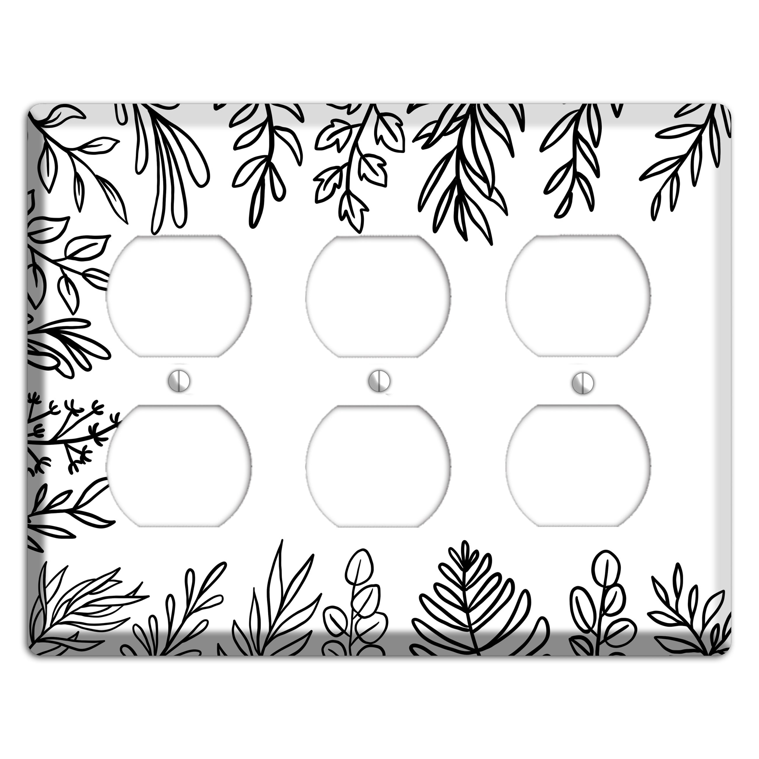 Hand-Drawn Floral 39 3 Duplex Wallplate