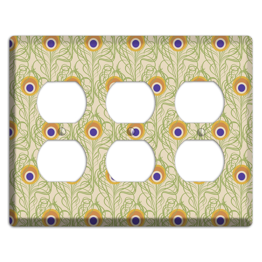 Nouveau Peacock 3 Duplex Wallplate