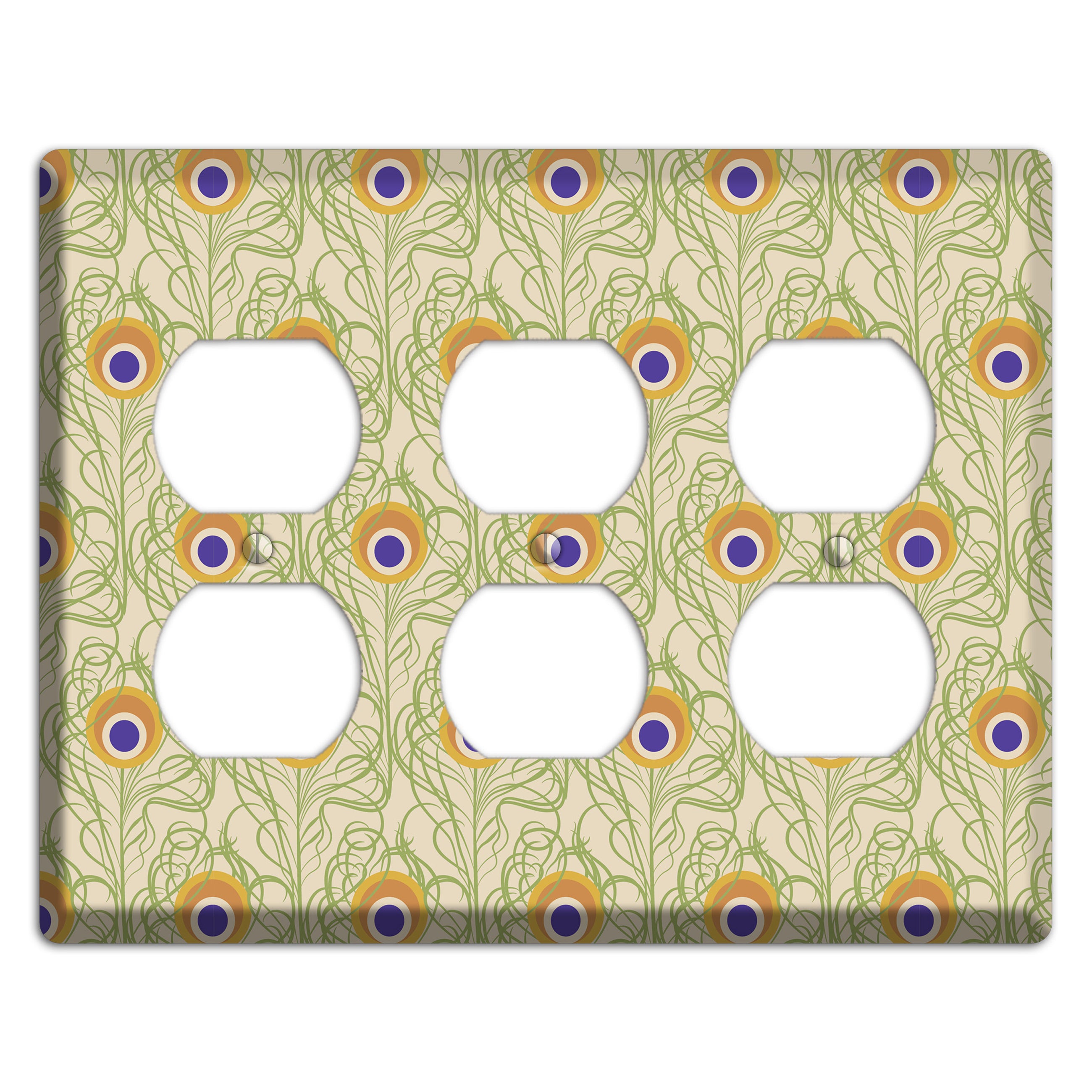 Nouveau Peacock 3 Duplex Wallplate