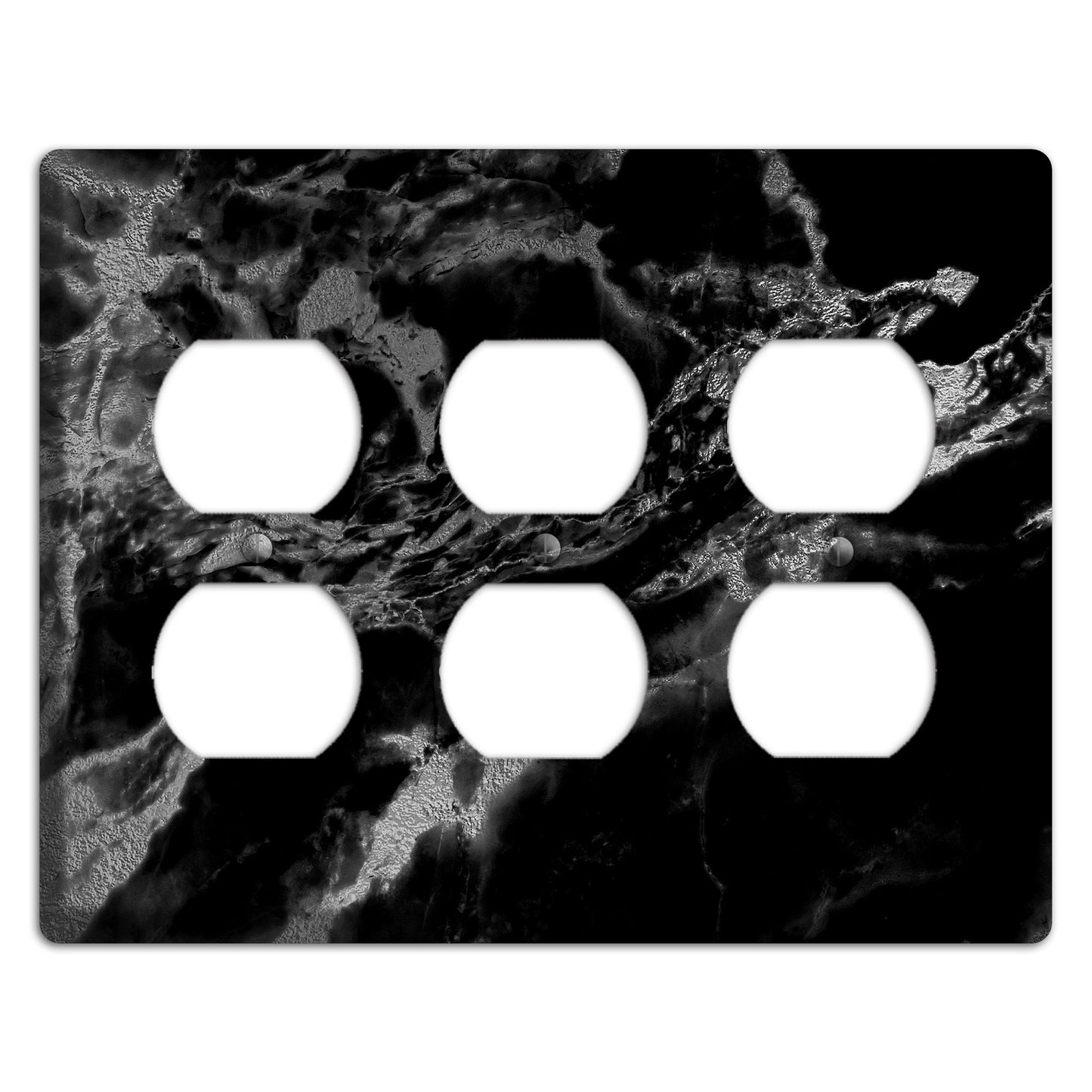 Black and Silver Marble 3 Duplex Wallplate