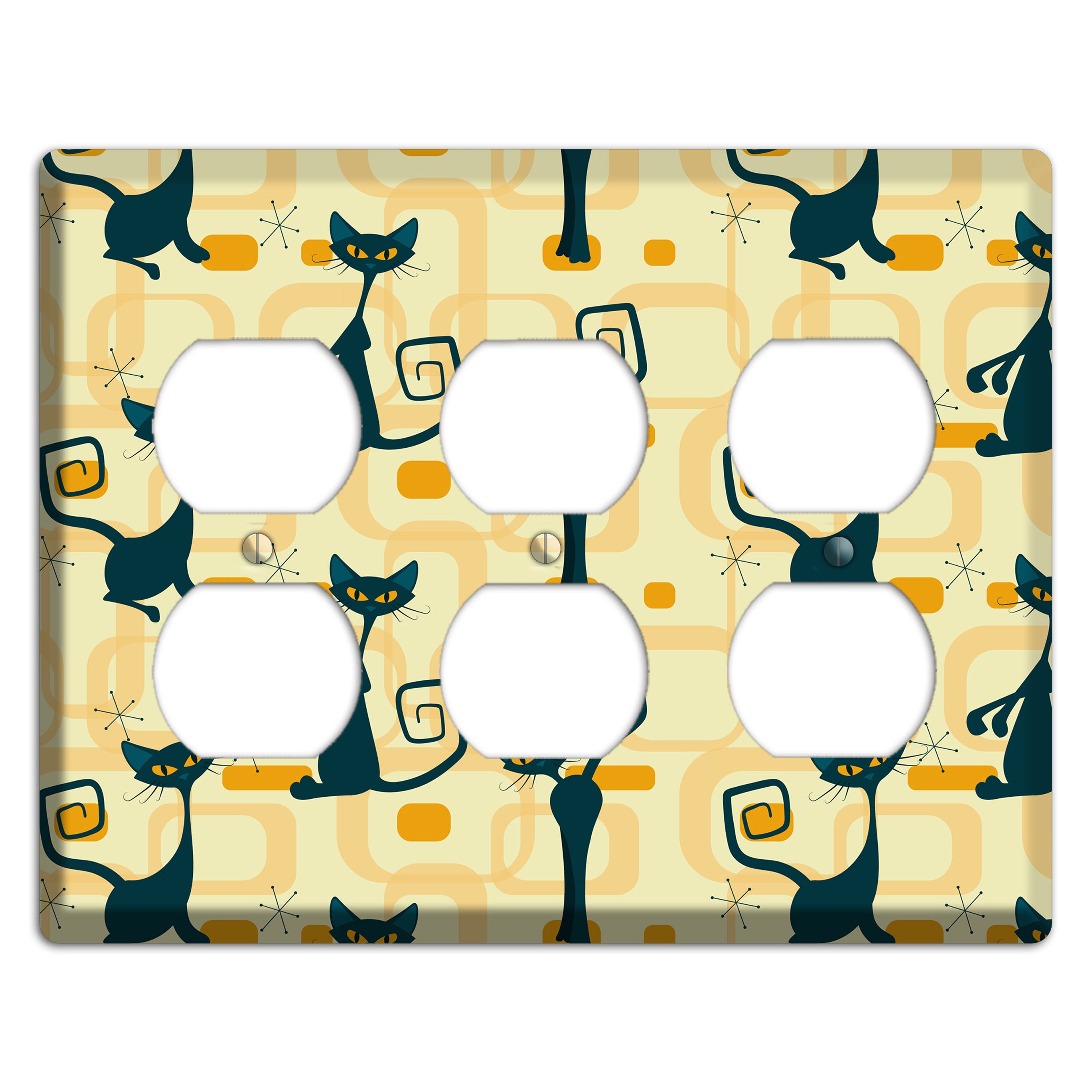 Navy Kitties 3 Duplex Wallplate