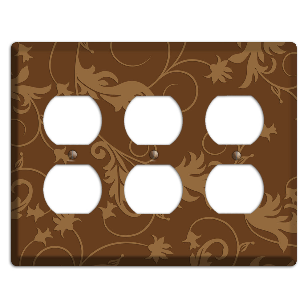 Brown Victorian Sprig 3 Duplex Wallplate