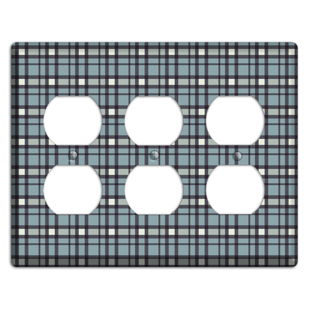 Dusty Blue Plaid 3 Duplex Wallplate