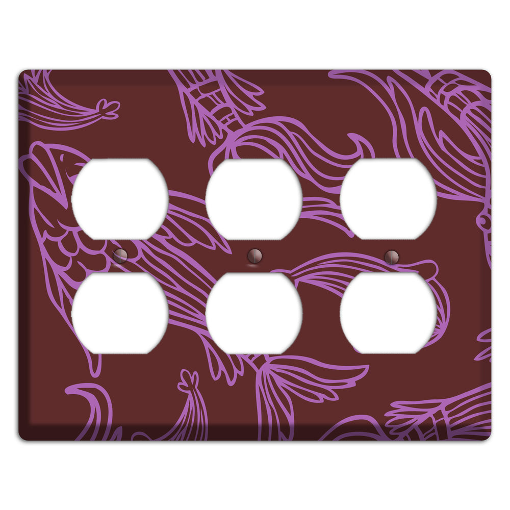 Purple and Pink Koi 3 Duplex Wallplate