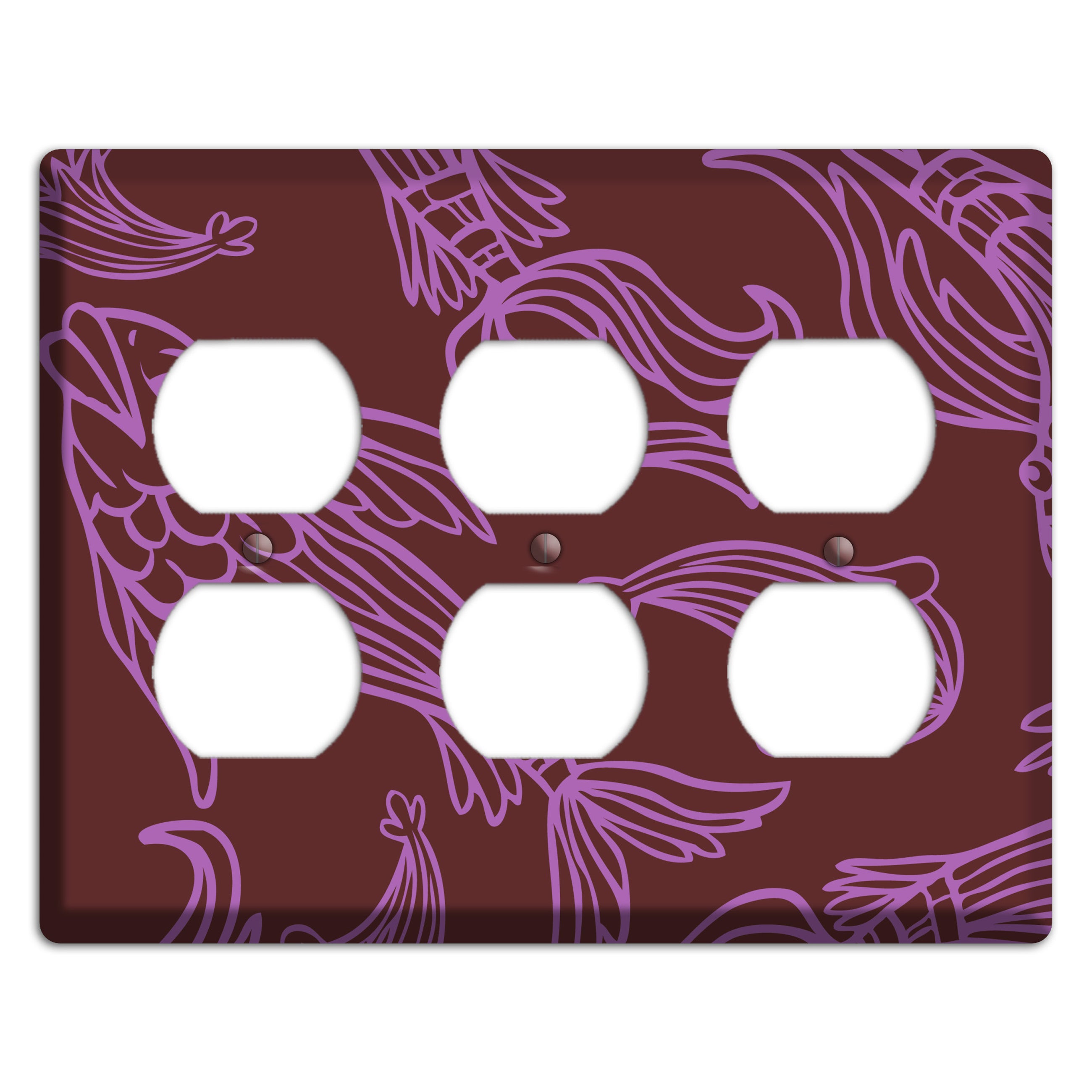 Purple and Pink Koi 3 Duplex Wallplate