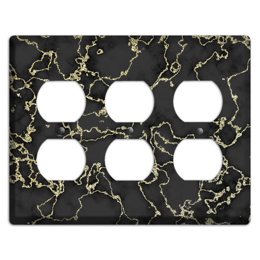 Black and Gold Marble Shatter 3 Duplex Wallplate