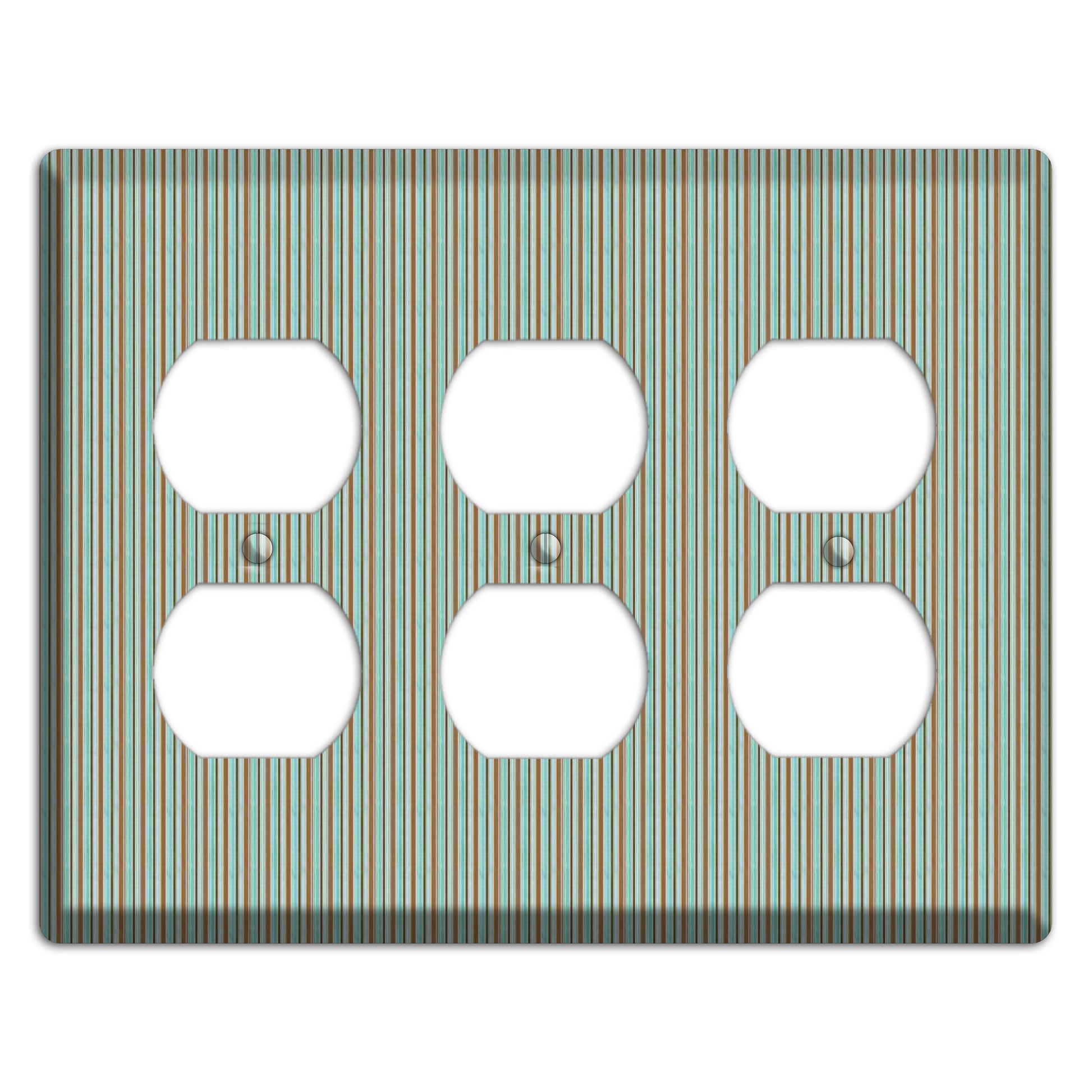Multi Aqua Vertical Stripe 3 Duplex Wallplate