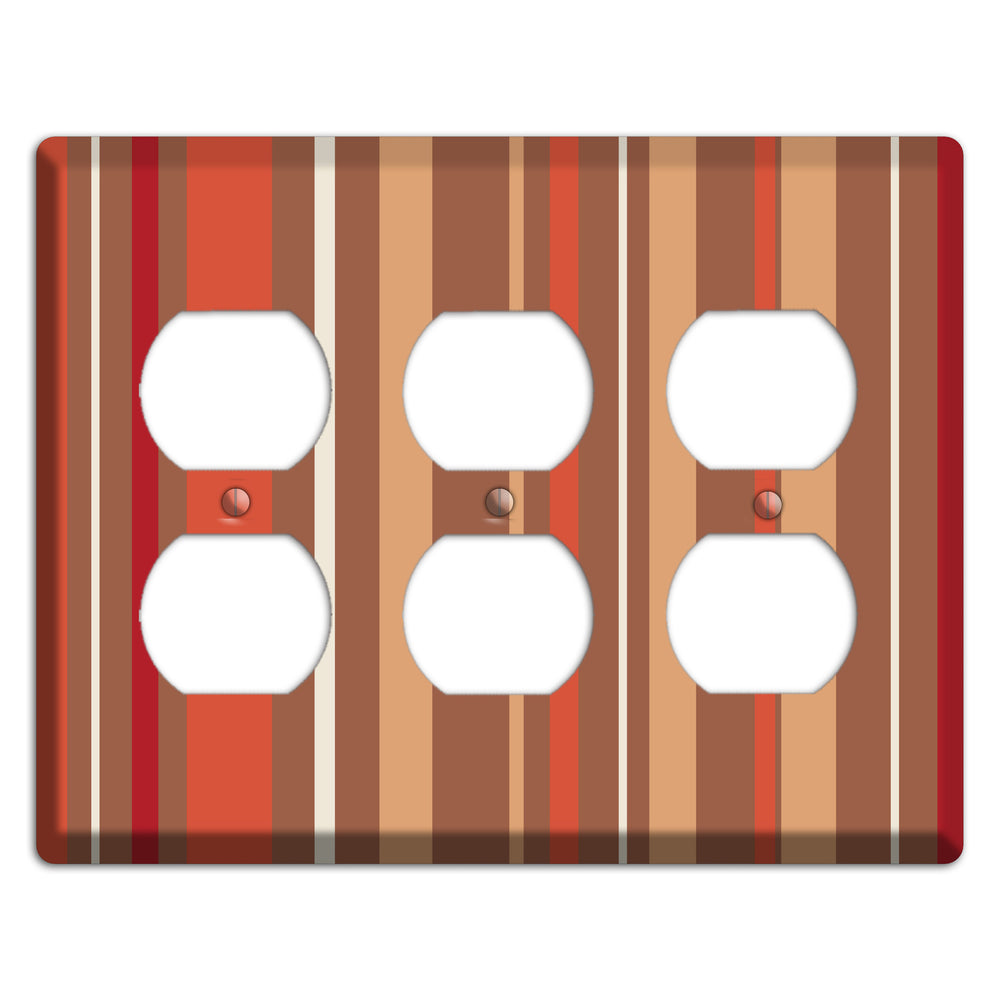 Multi Coral Vertical Stripe 3 Duplex Wallplate