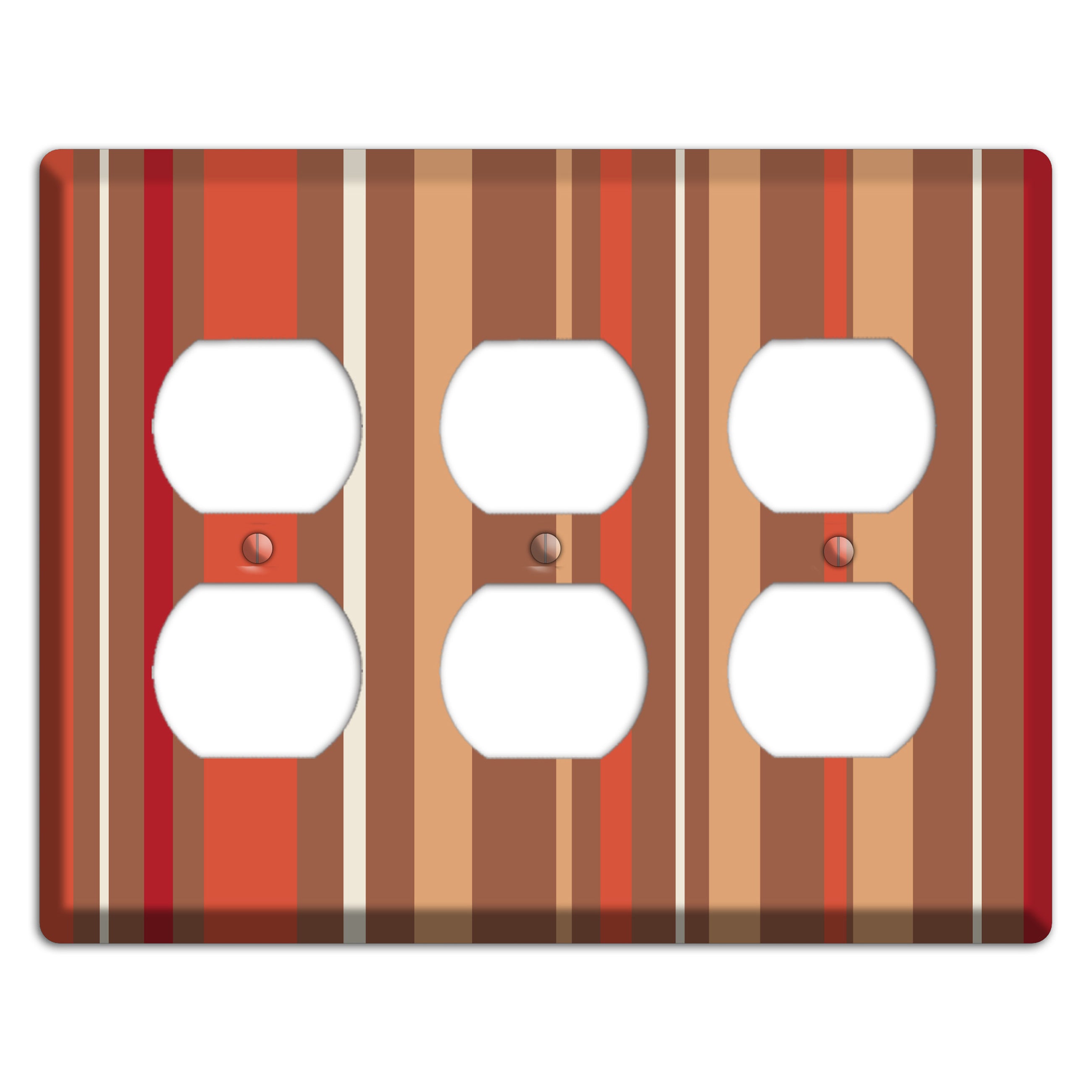 Multi Coral Vertical Stripe 3 Duplex Wallplate