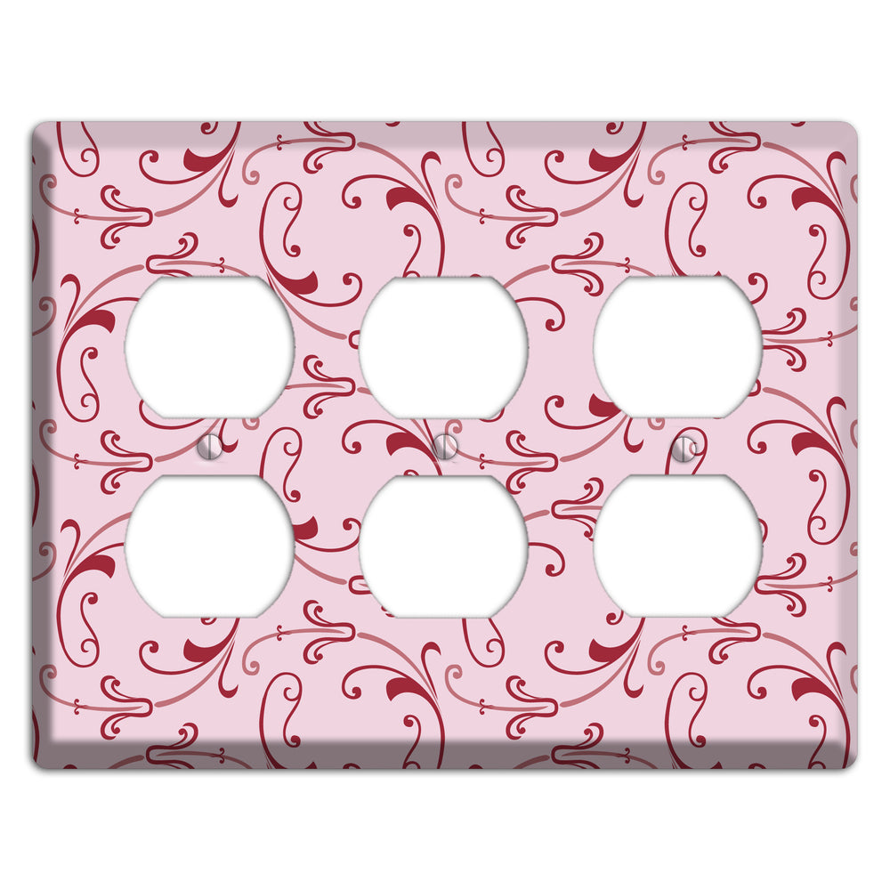 Pink Victorian Sprig 3 Duplex Wallplate