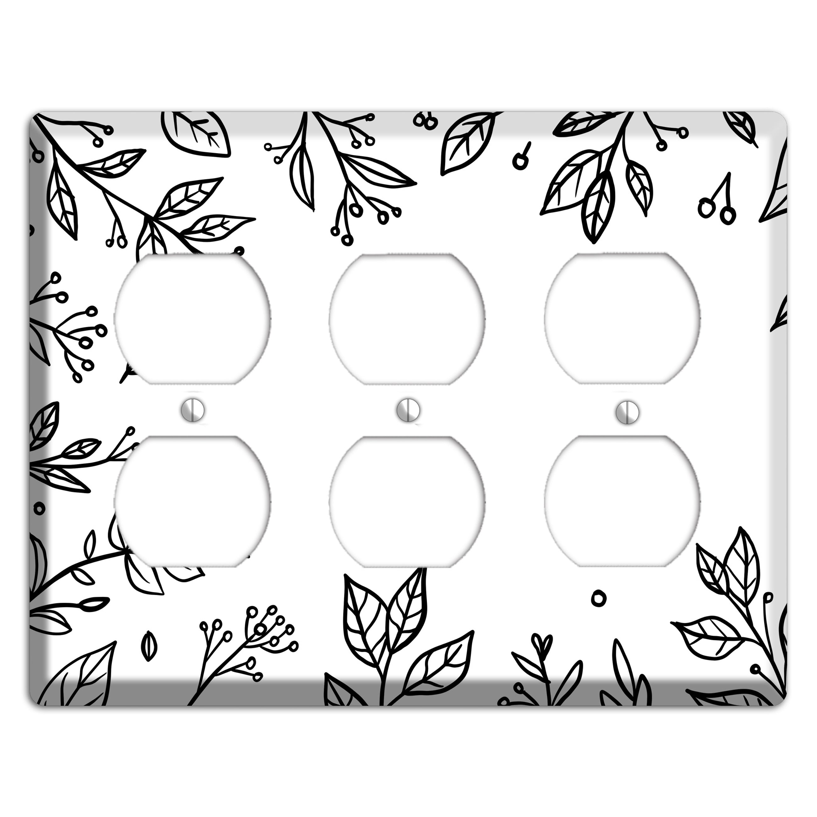 Hand-Drawn Floral 28 3 Duplex Wallplate