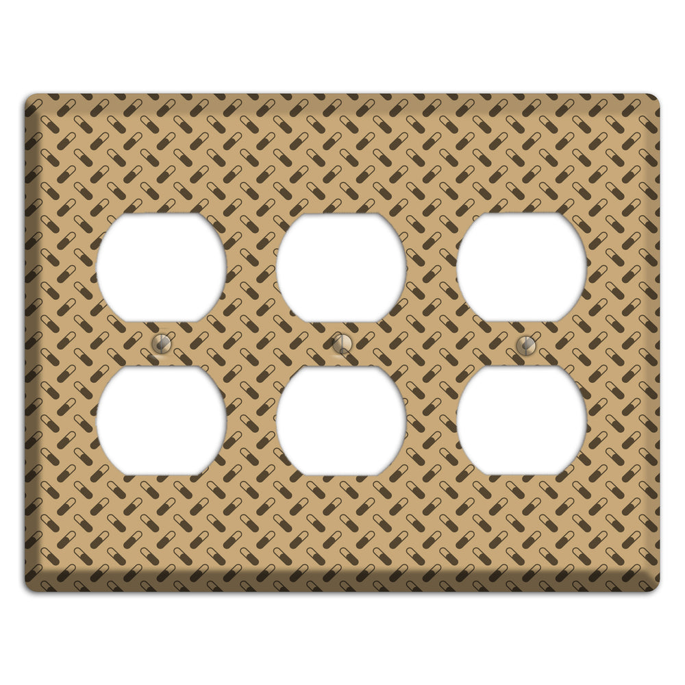 Beige with Brown Motif 3 Duplex Wallplate