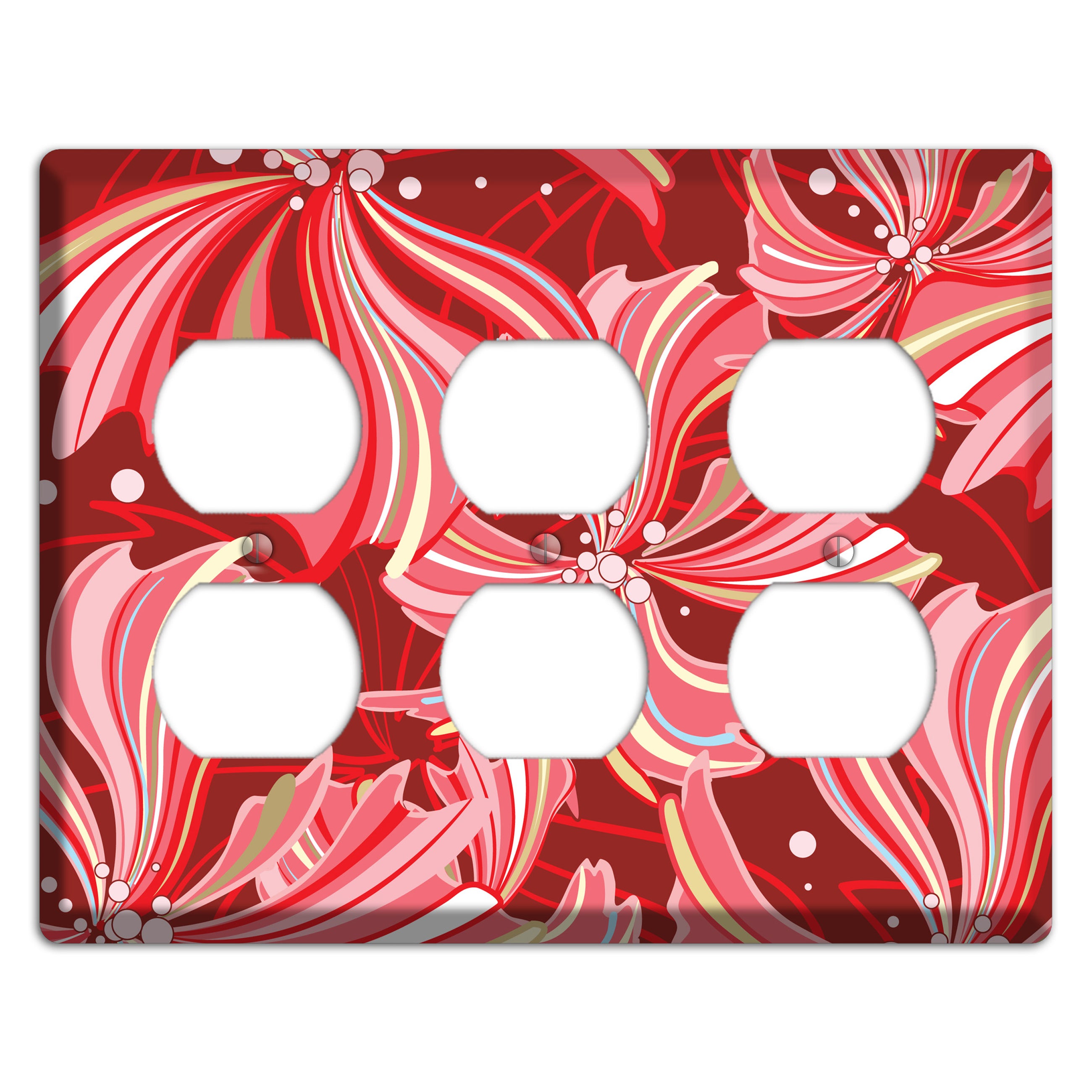 Red Deco Blossoms 3 Duplex Wallplate