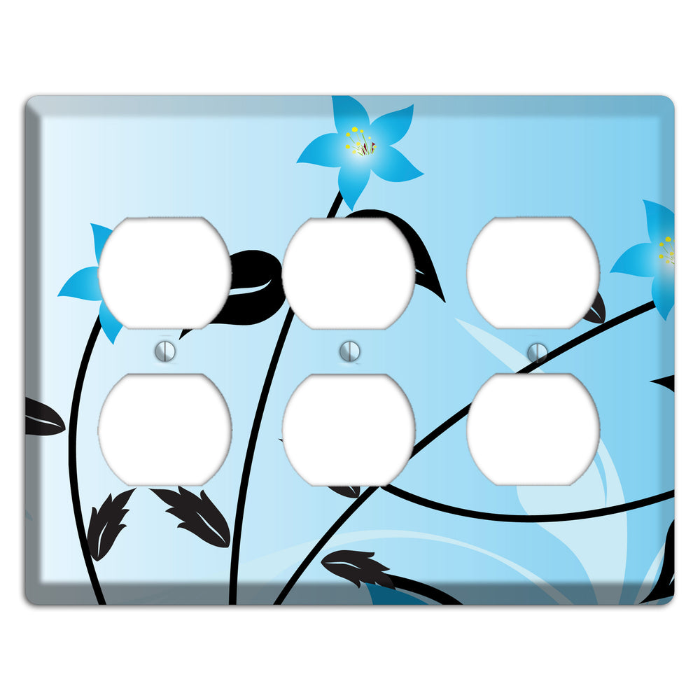 Blue Double Sprig 3 Duplex Wallplate