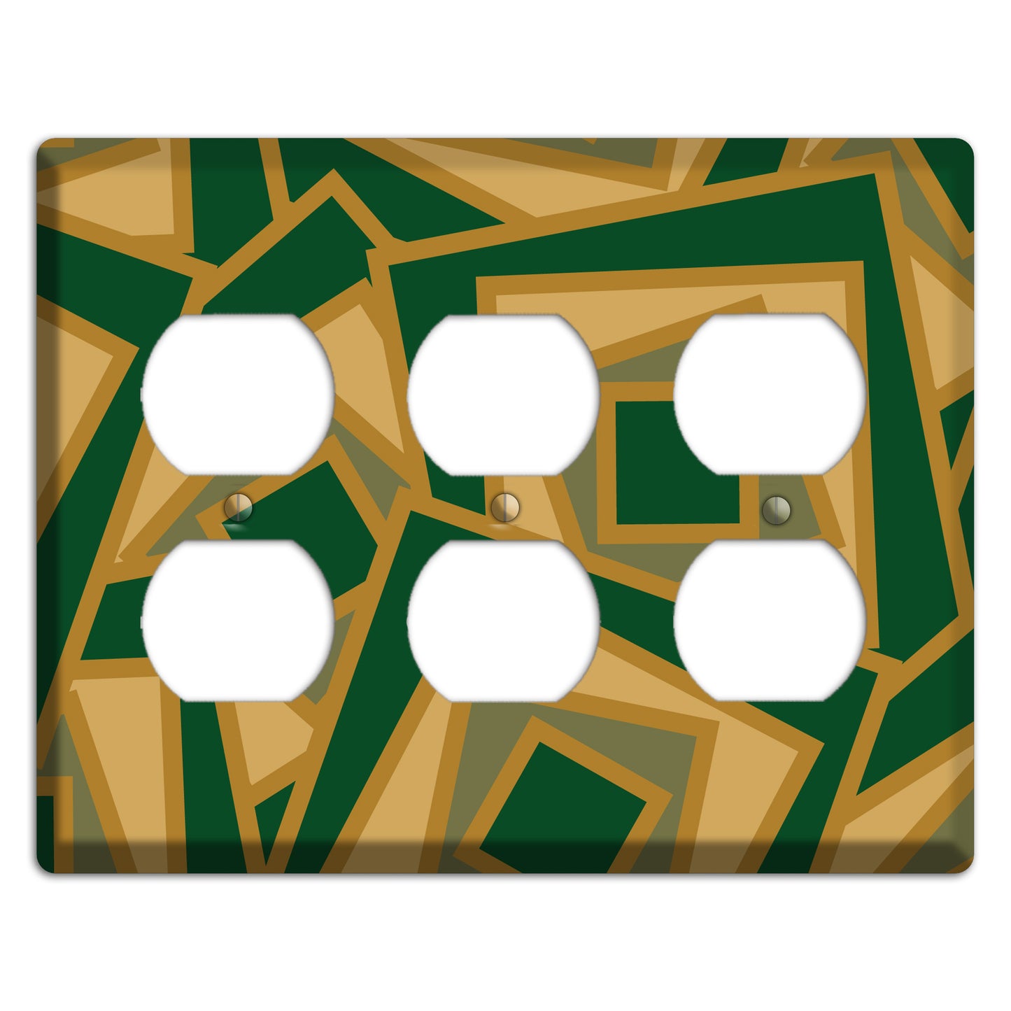 Green and Beige Retro Cubist 3 Duplex Wallplate