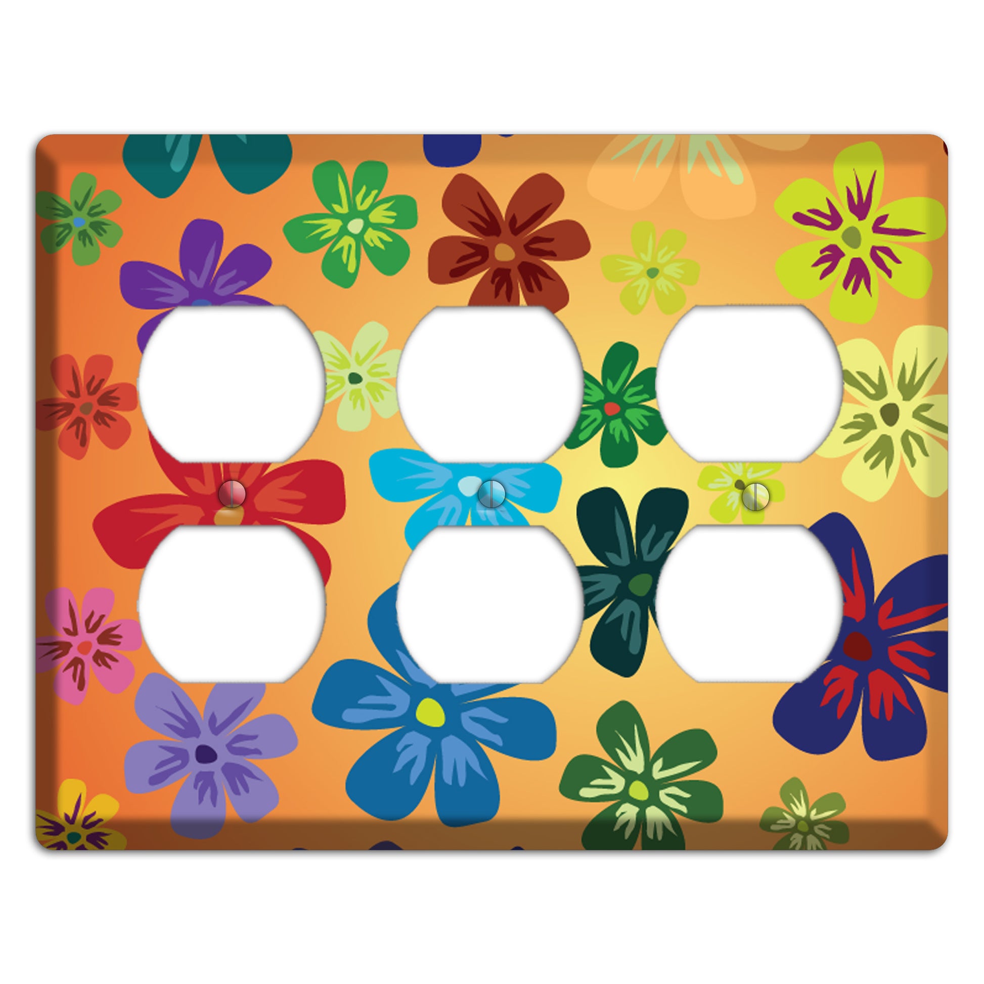 Brown Flowers 3 Duplex Wallplate