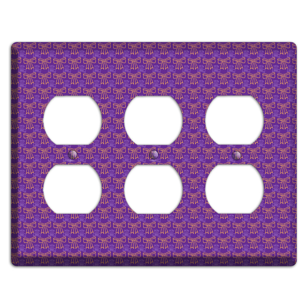Purple with Pink Bows 3 Duplex Wallplate