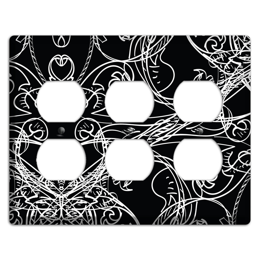 Black Deco Sketch 3 Duplex Wallplate