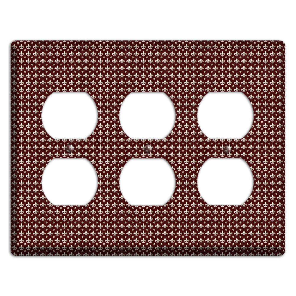 Brown Fleur de Lis 3 Duplex Wallplate