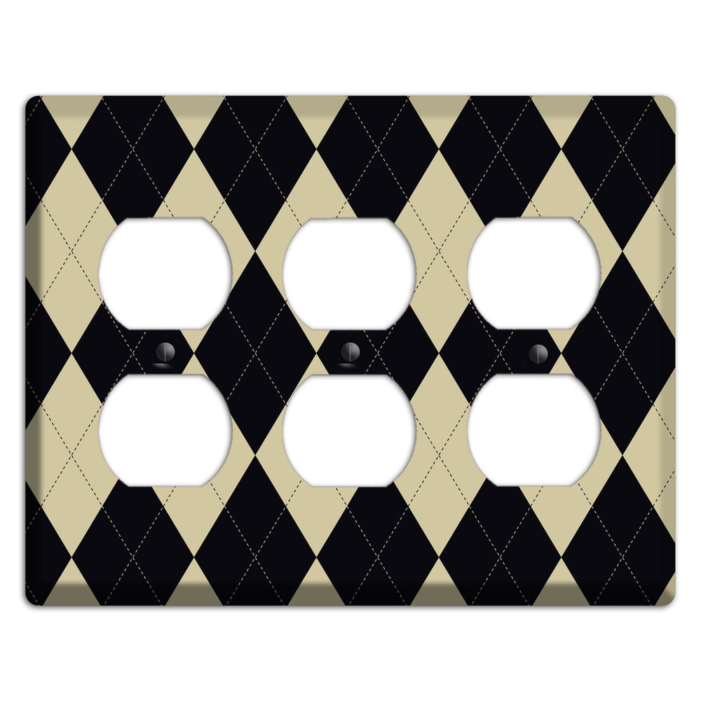 Tan and Black Argyle 3 Duplex Wallplate