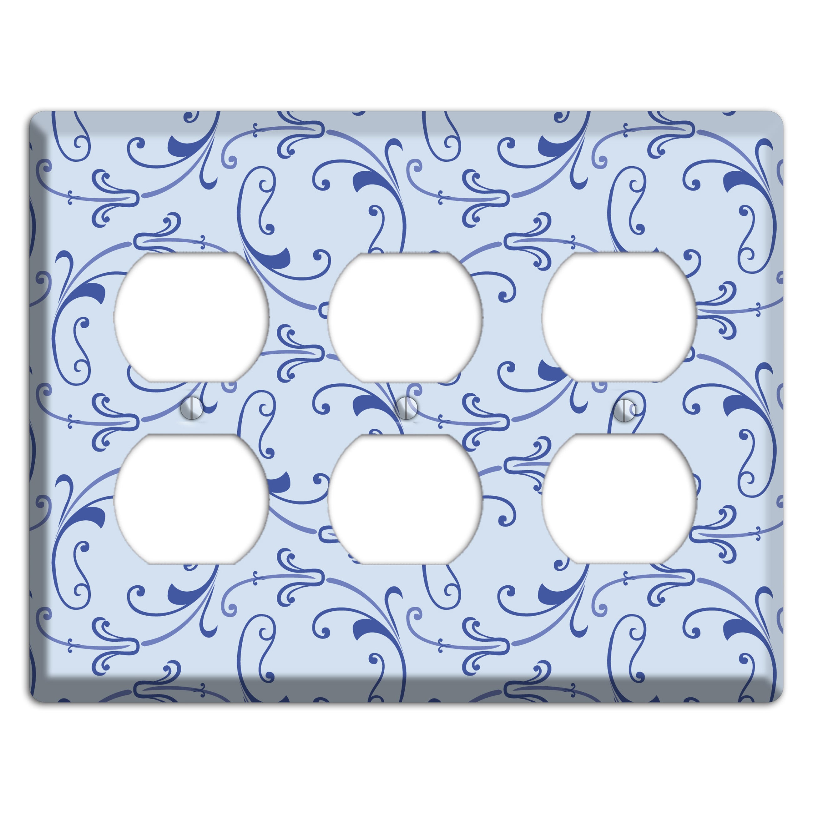 Light Blue Victorian Sprig 3 Duplex Wallplate