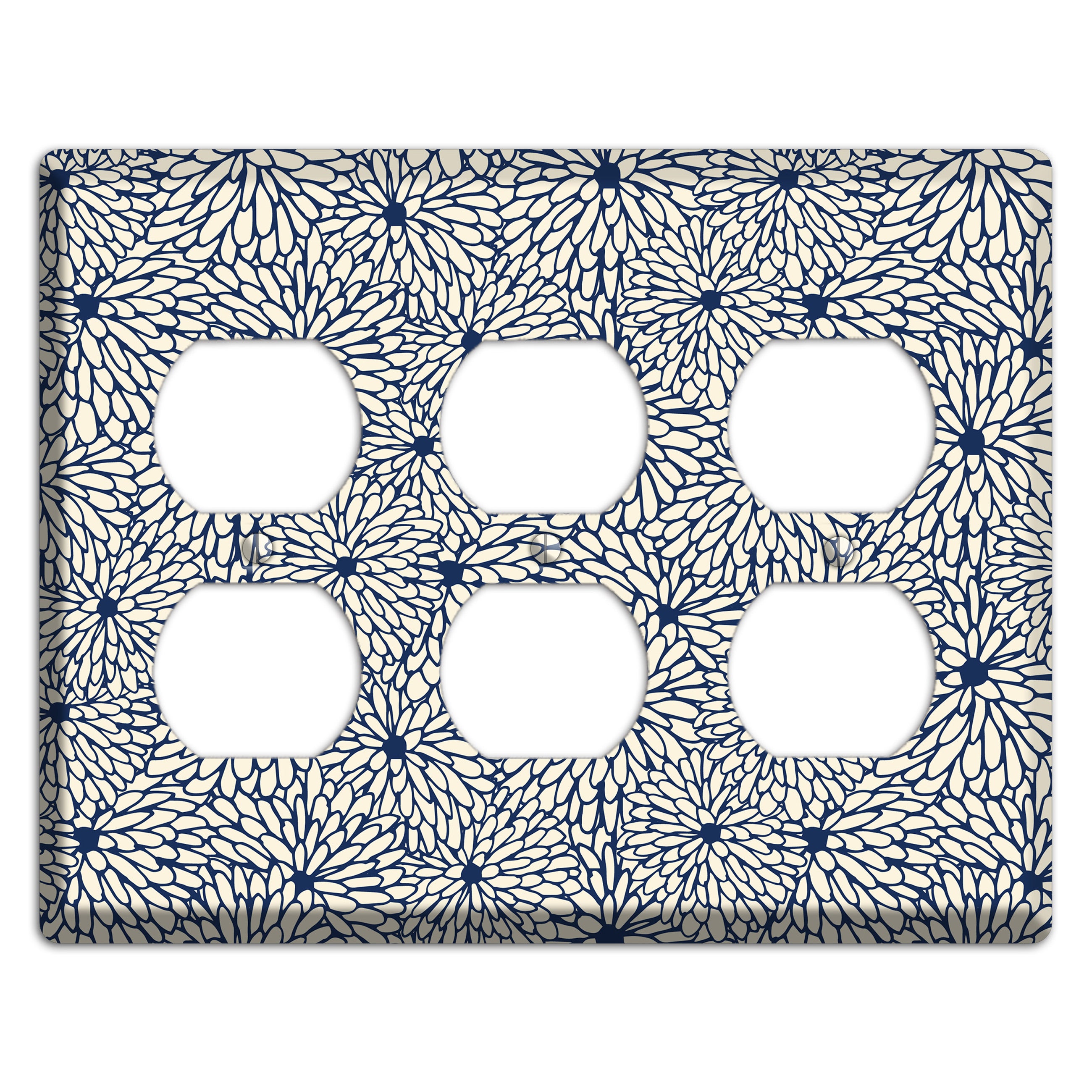 Beige Floral Burst 3 Duplex Wallplate