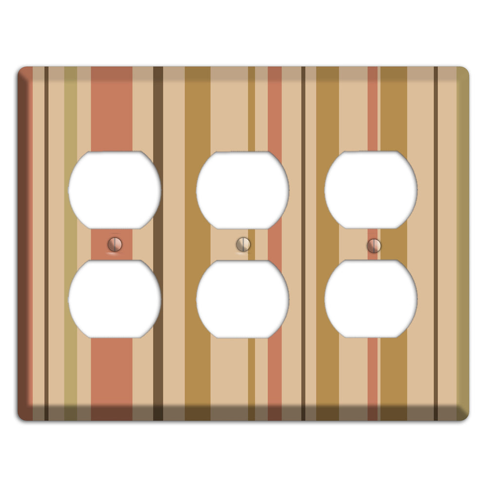 Multi Dusty Pink Vertical Stripes 3 Duplex Wallplate