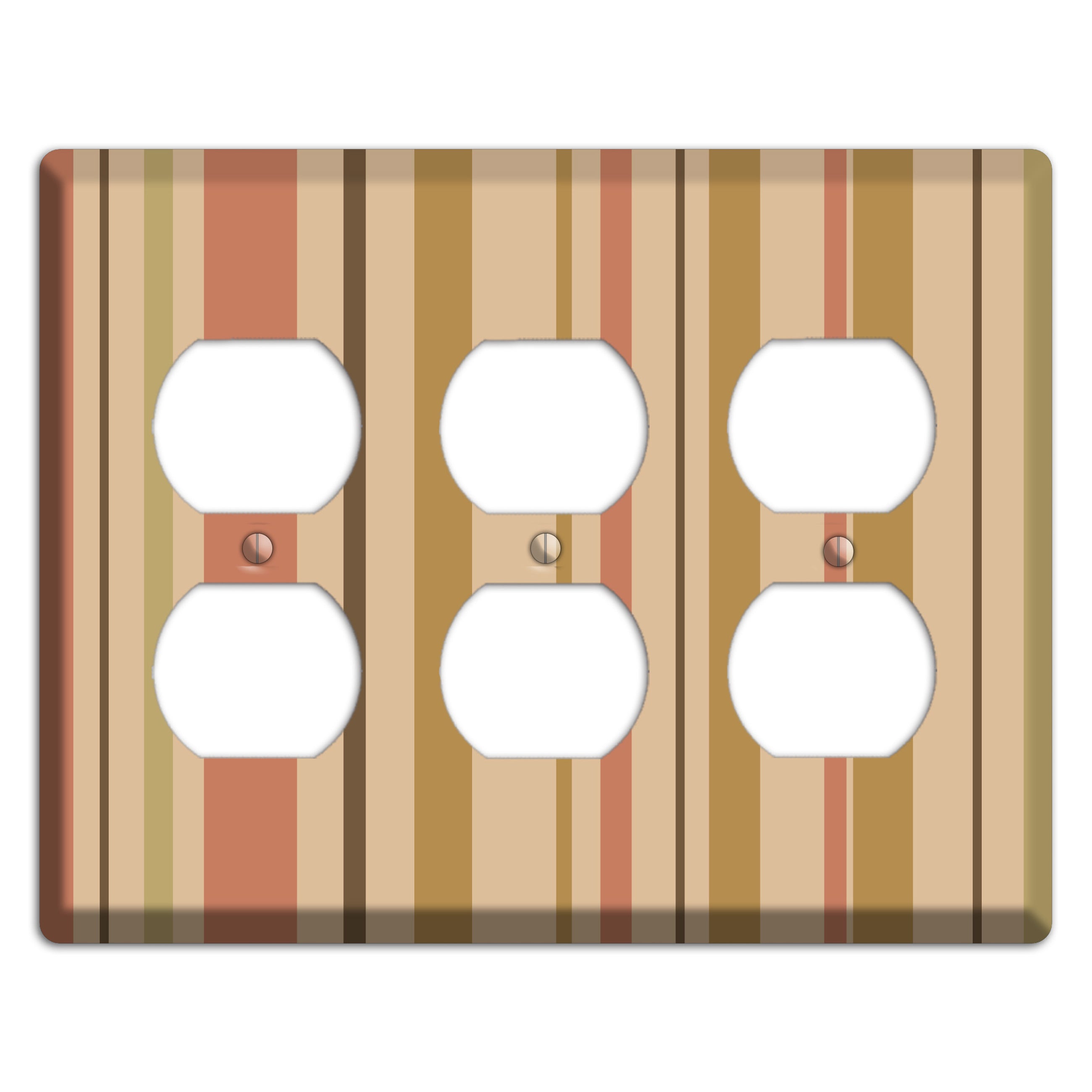 Multi Dusty Pink Vertical Stripes 3 Duplex Wallplate