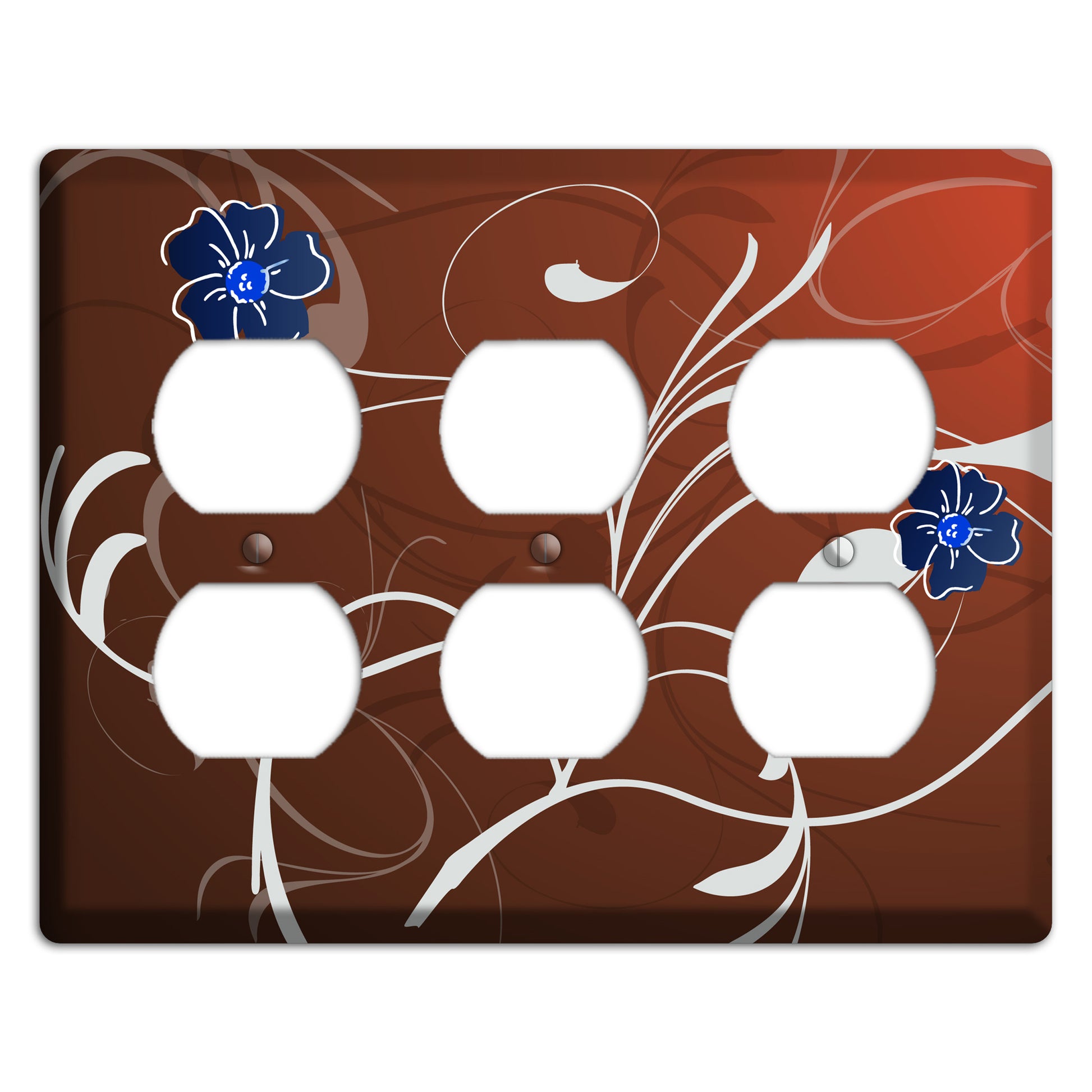 Brown Flower with Swirl 3 Duplex Wallplate