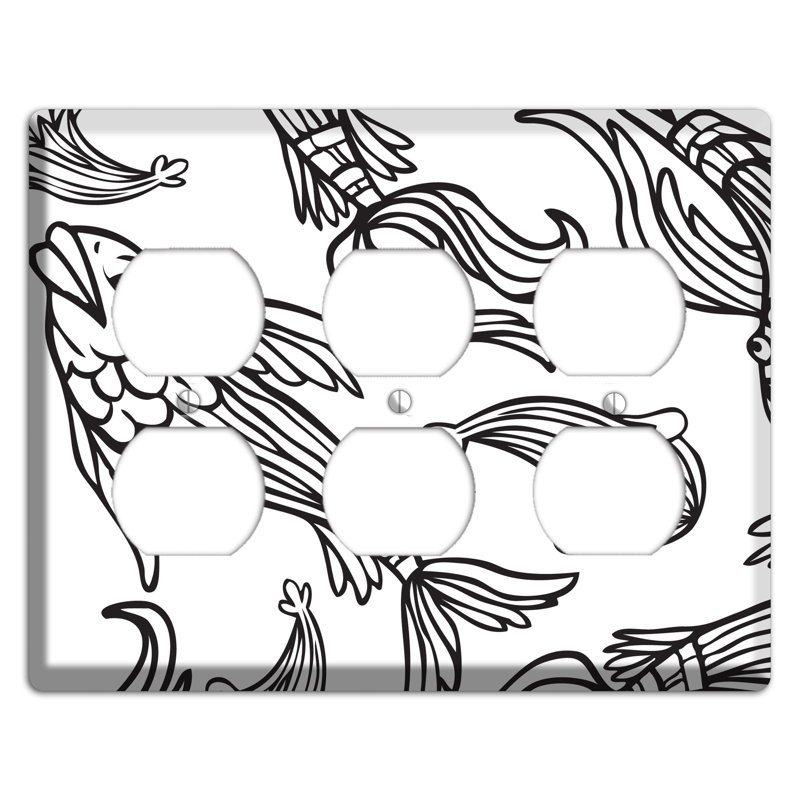 White and Black Koi 3 Duplex Wallplate