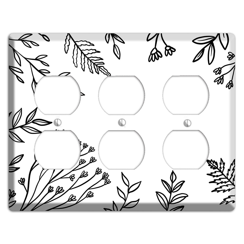 Hand-Drawn Floral 38 3 Duplex Wallplate